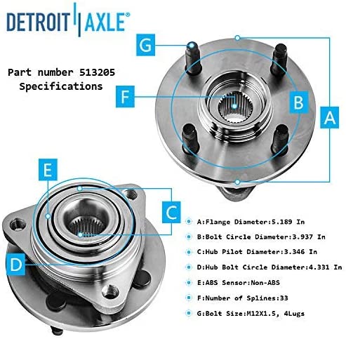 Detroit Axle - Front  Rear Wheel Hub Bearings Kit for Chevy Cobalt G5 Pursuit — image 6