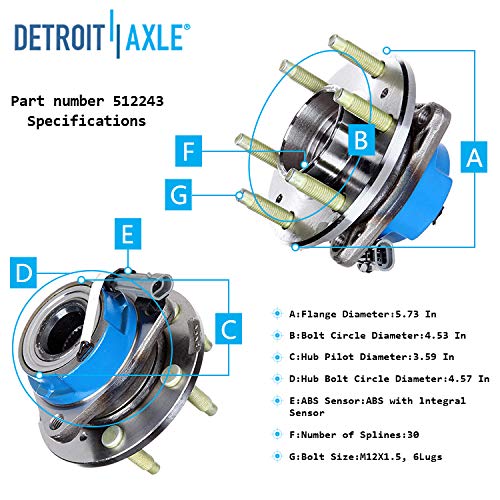 Detroit Axle - Front  Rear Wheel Hub Bearings Kit for 04-09 Cadillac SRX AWD — image 8