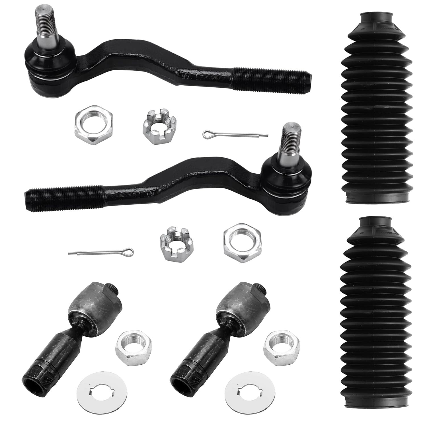 6pc Front Inner Outer Tie Rods Suspension Kit
