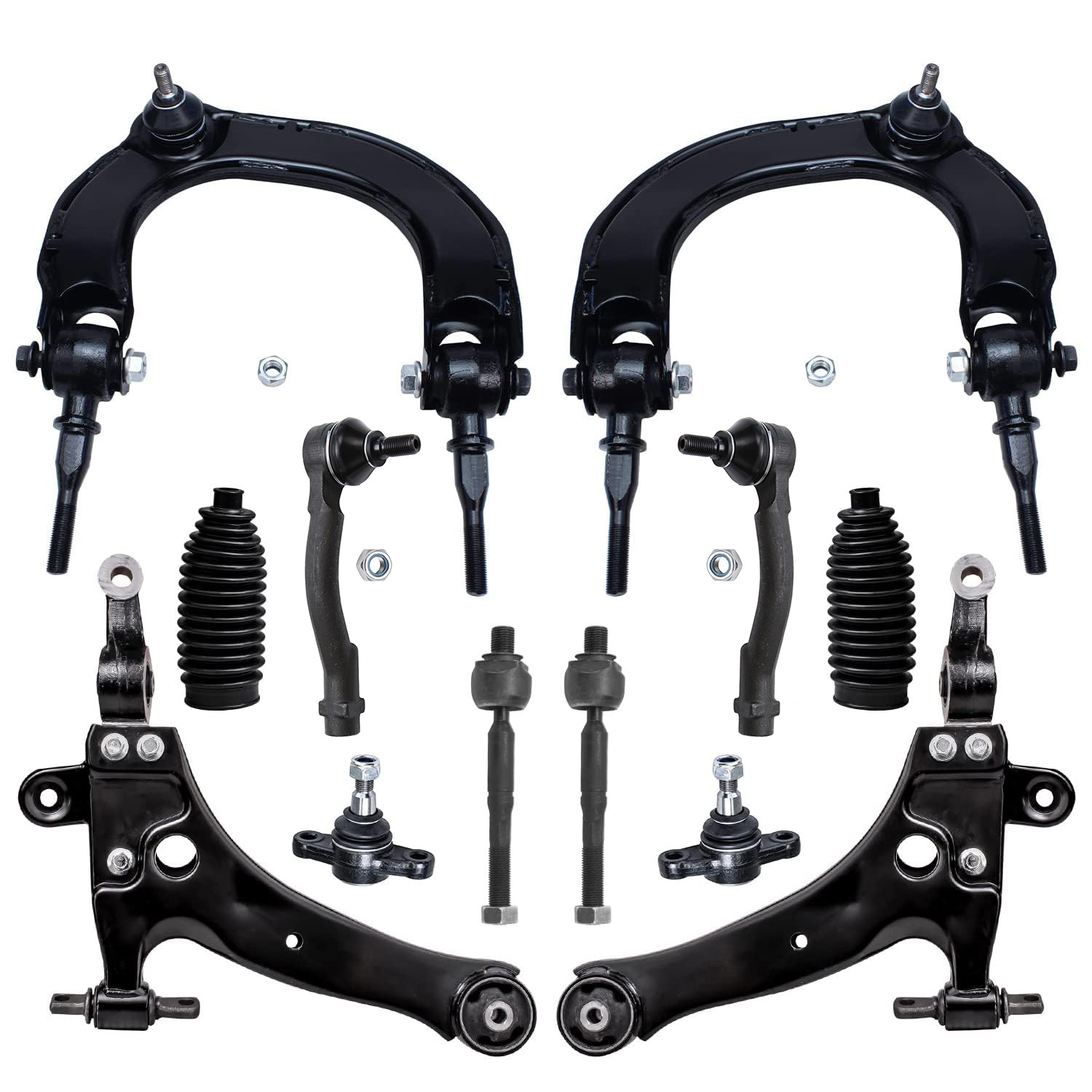 12pc Front Upper Lower Control Arms Lower Ball Joints Tie Rods Suspension Kit