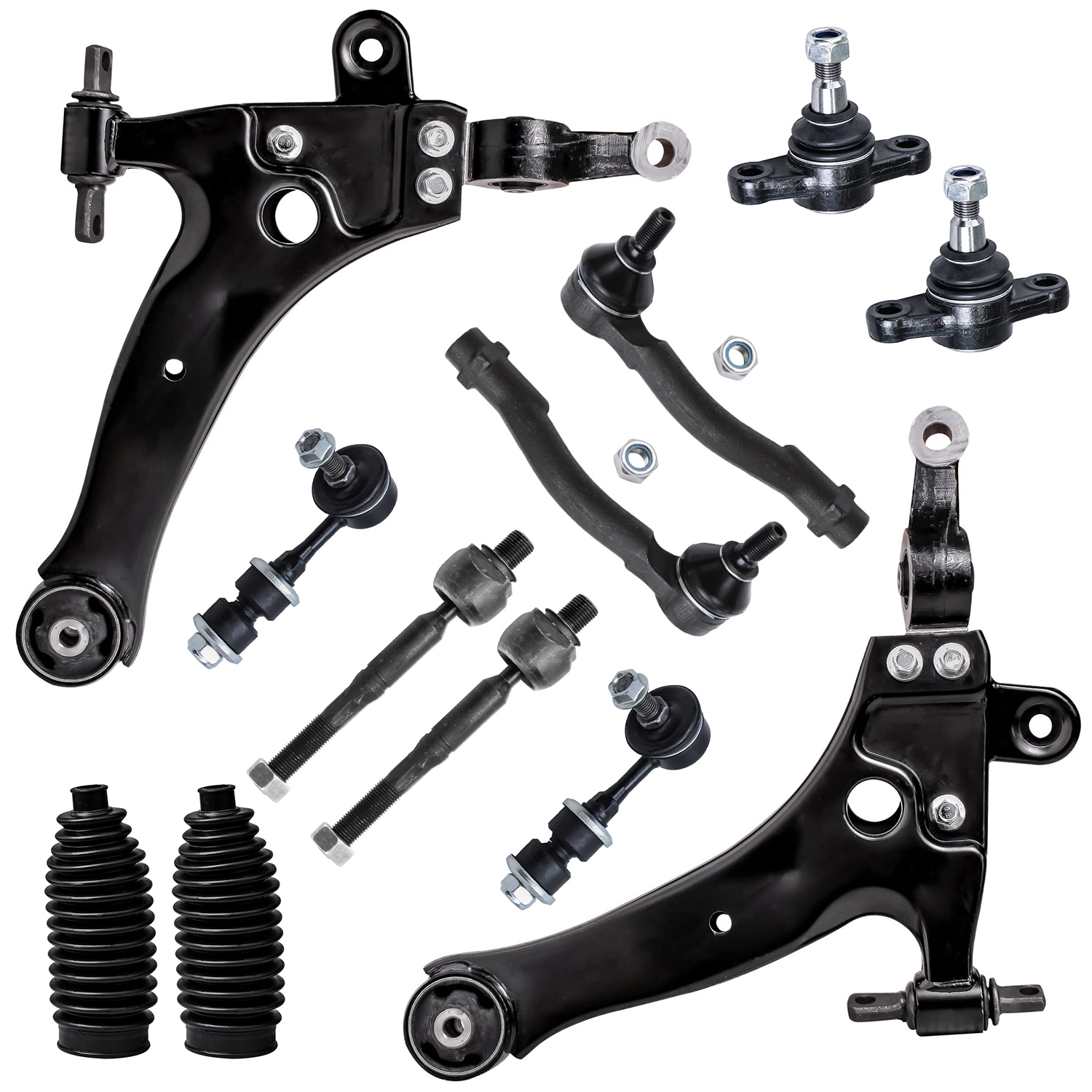 12pc Front Lower Control Arms Ball Joints Sway Bar Links Suspension Kit