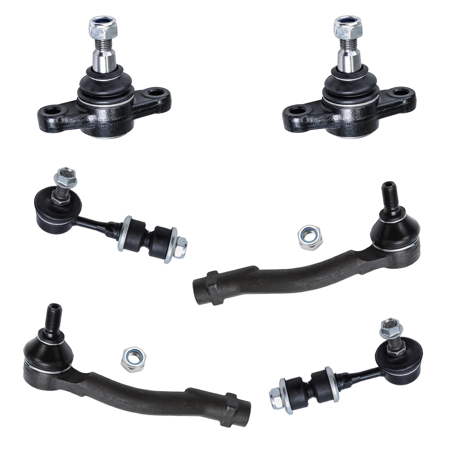 6pc Front Lower Ball Joints Outer Tie Rods Sway Bar Links Suspension Kit