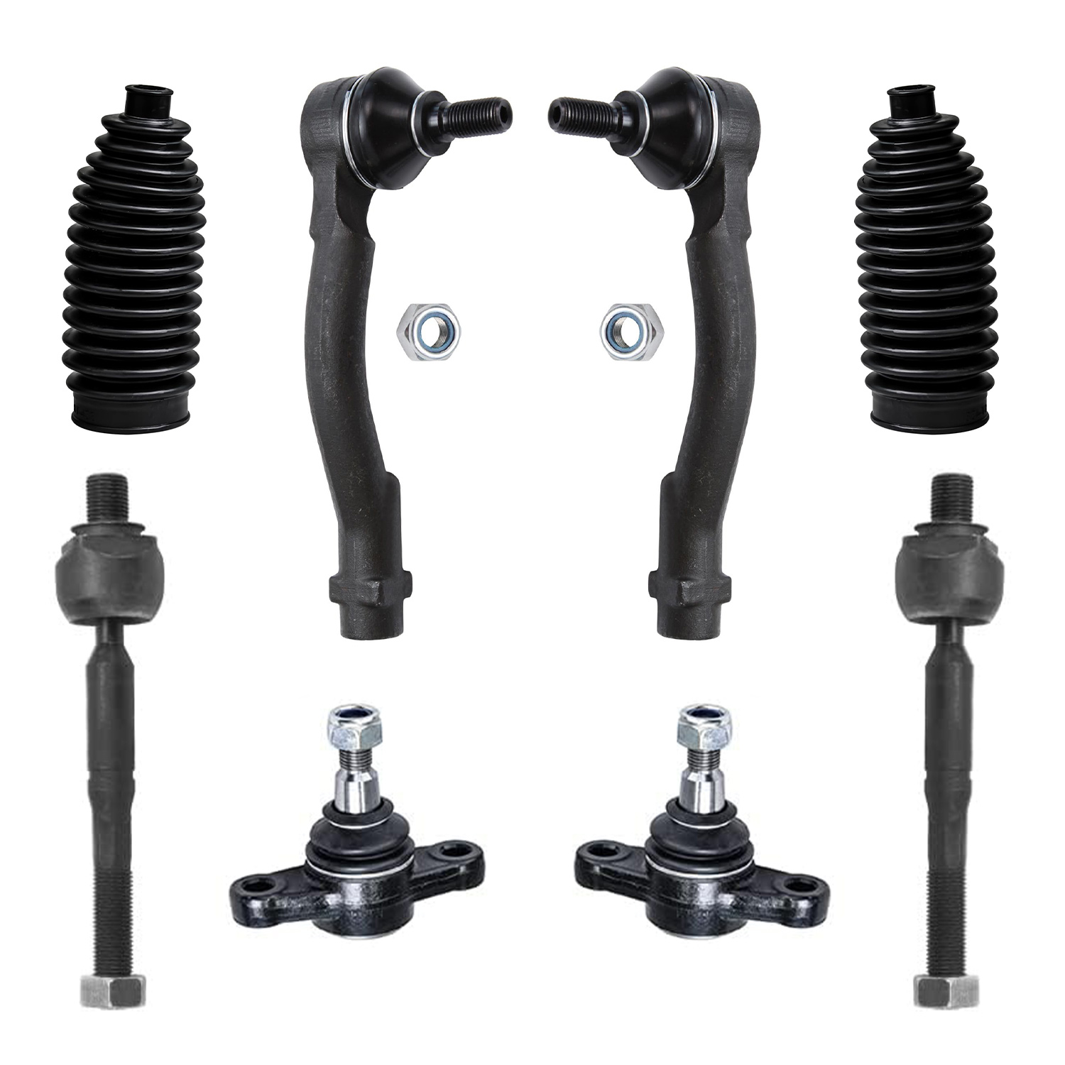 8pc Front Lower Ball Joints Inner Outer Tie Rods Suspension Kit