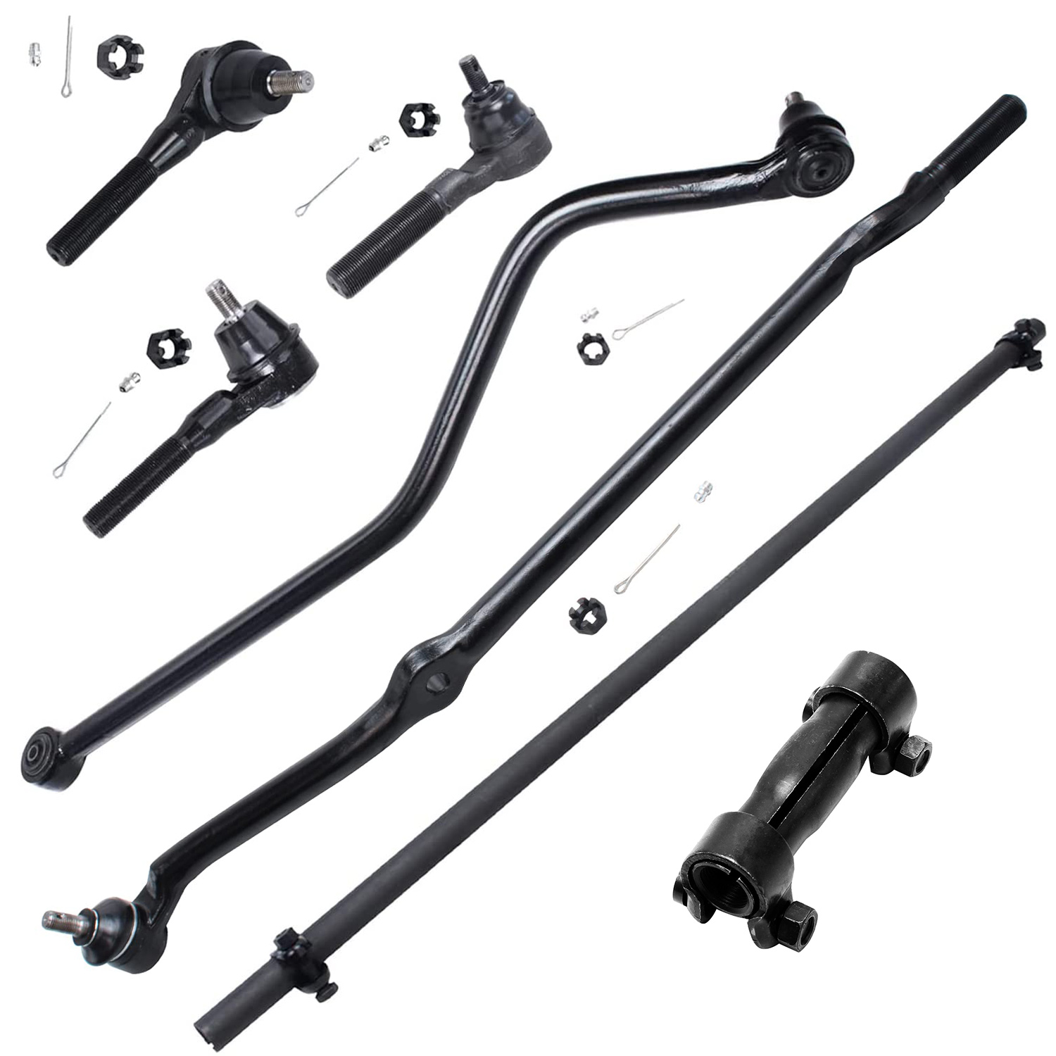 7pc Front Inner Outer Tie Rods Adjusting Sleeves Track Bar Suspension Kit