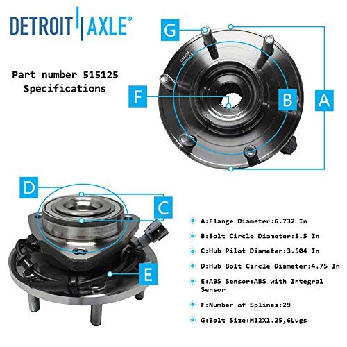 Detroit Axle - Front  Rear Wheel Hub and Bearings for Nissan Armada Qx56 4WD — image 6