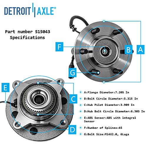 Detroit Axle - 4WD Front  Rear Wheel Hub Bearings for 2003-06 Ford Expedition — image 6