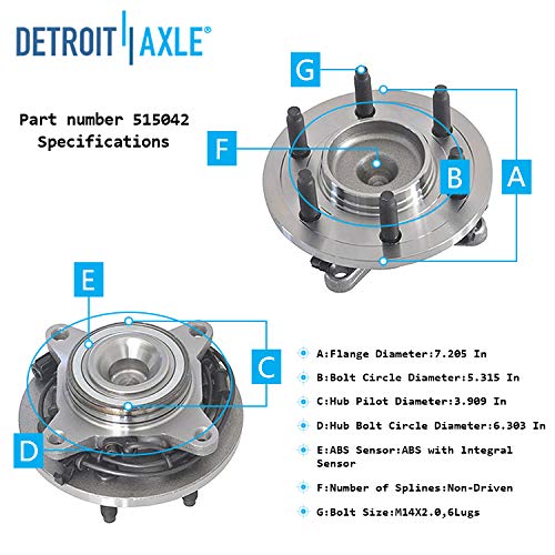 Detroit Axle - 2WD Front  Rear Wheel Hub Bearings for 2003-06 Ford Expedition — image 6