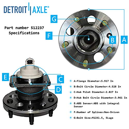 Detroit Axle - Front Rear Wheel Hub Bearings for Impala Regal Century Montana — image 8