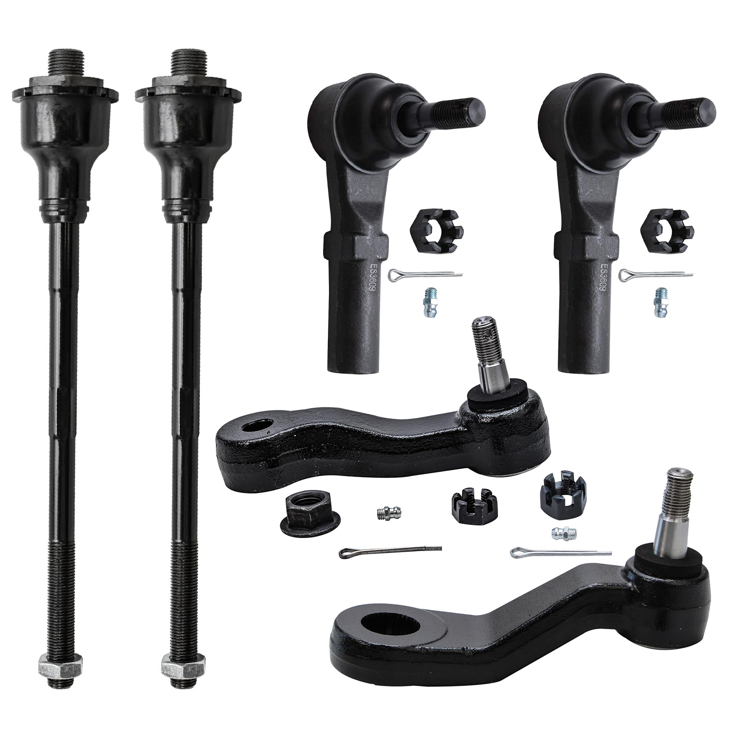 6pc Front Tie Rods Pitman and Idler Arms Suspension Kit