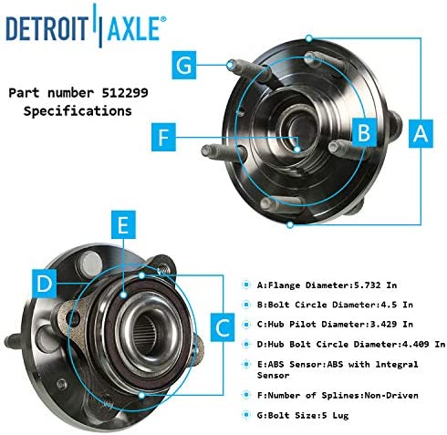 Detroit Axle - FWD Front  Rear Wheel Hub Bearings for Ford Taurus X Freestyle — image 8
