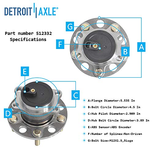 Detroit Axle - FWD Front Wheel Bearings Rear Wheel Hubs for Jeep Patriot Compass — image 6