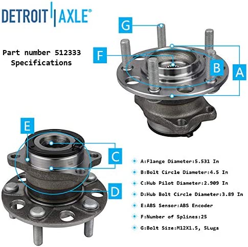 Detroit Axle - Front Wheel Bearings Rear Wheel Hub Bearings for Jeep Compass — image 6