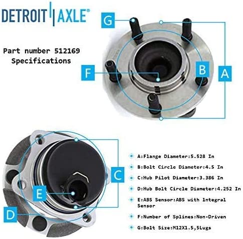 Detroit Axle - Front  Rear Wheel Hub Bearings Kit for Chrysler Town  Country — image 8