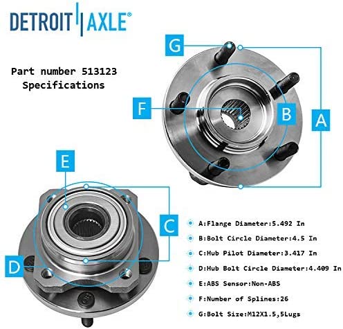 Detroit Axle - Front  Rear Wheel Hub Bearings Kit for Chrysler Town  Country — image 6