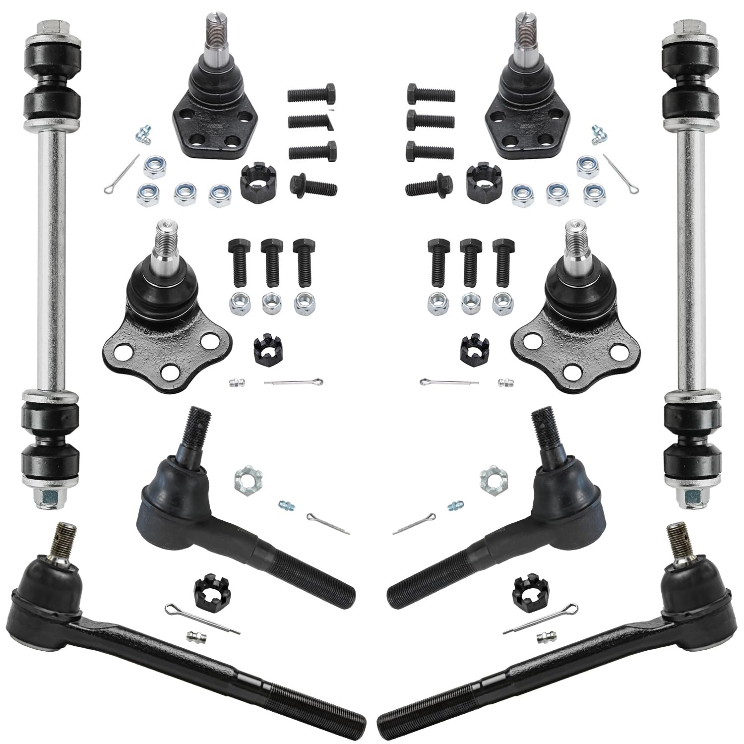 10pc Front Upper Lower Ball Joints Tie Rods Sway Bar Links Suspension Kit