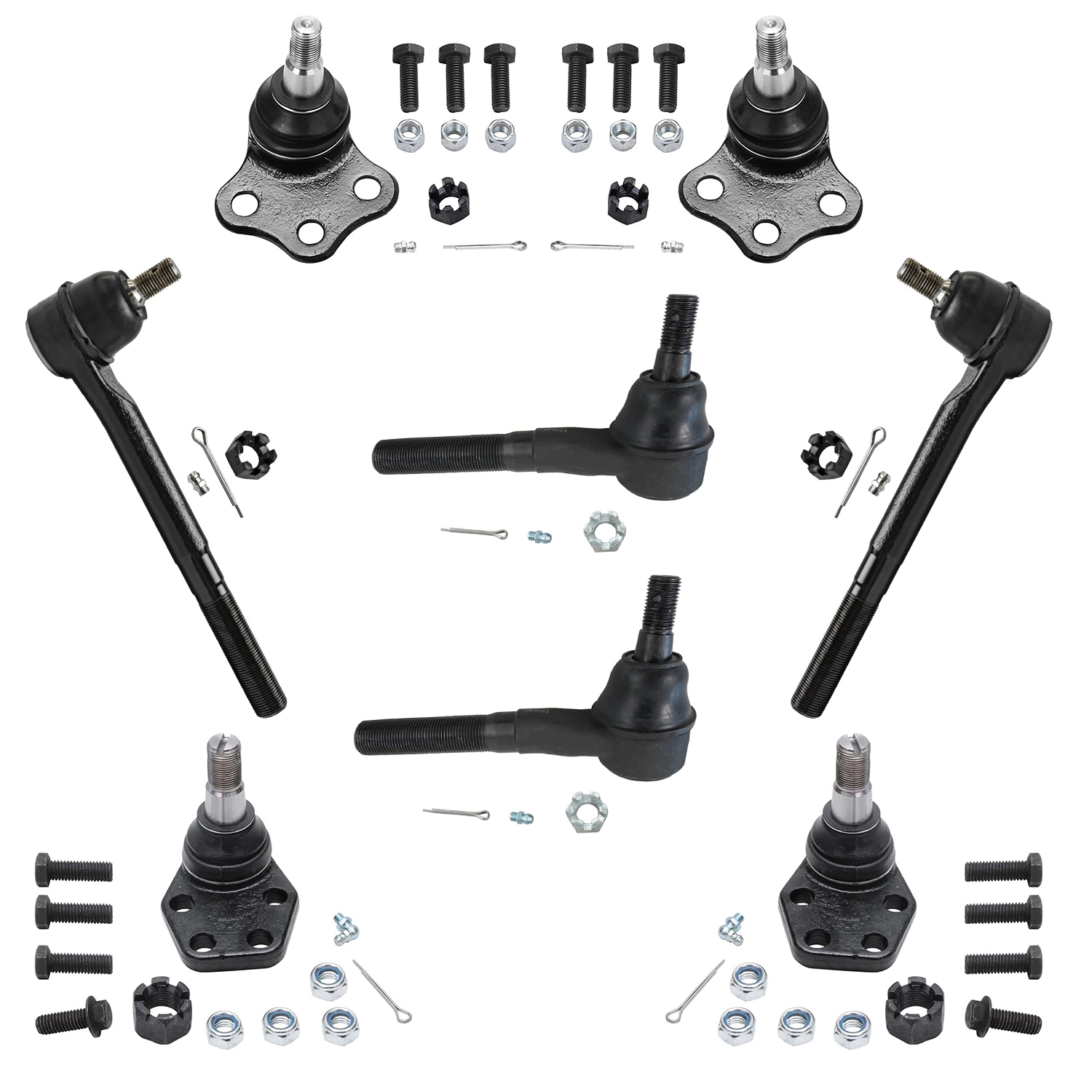 8pc Front Upper Lower Ball Joints Inner Outer Tie Rods Suspension Kit
