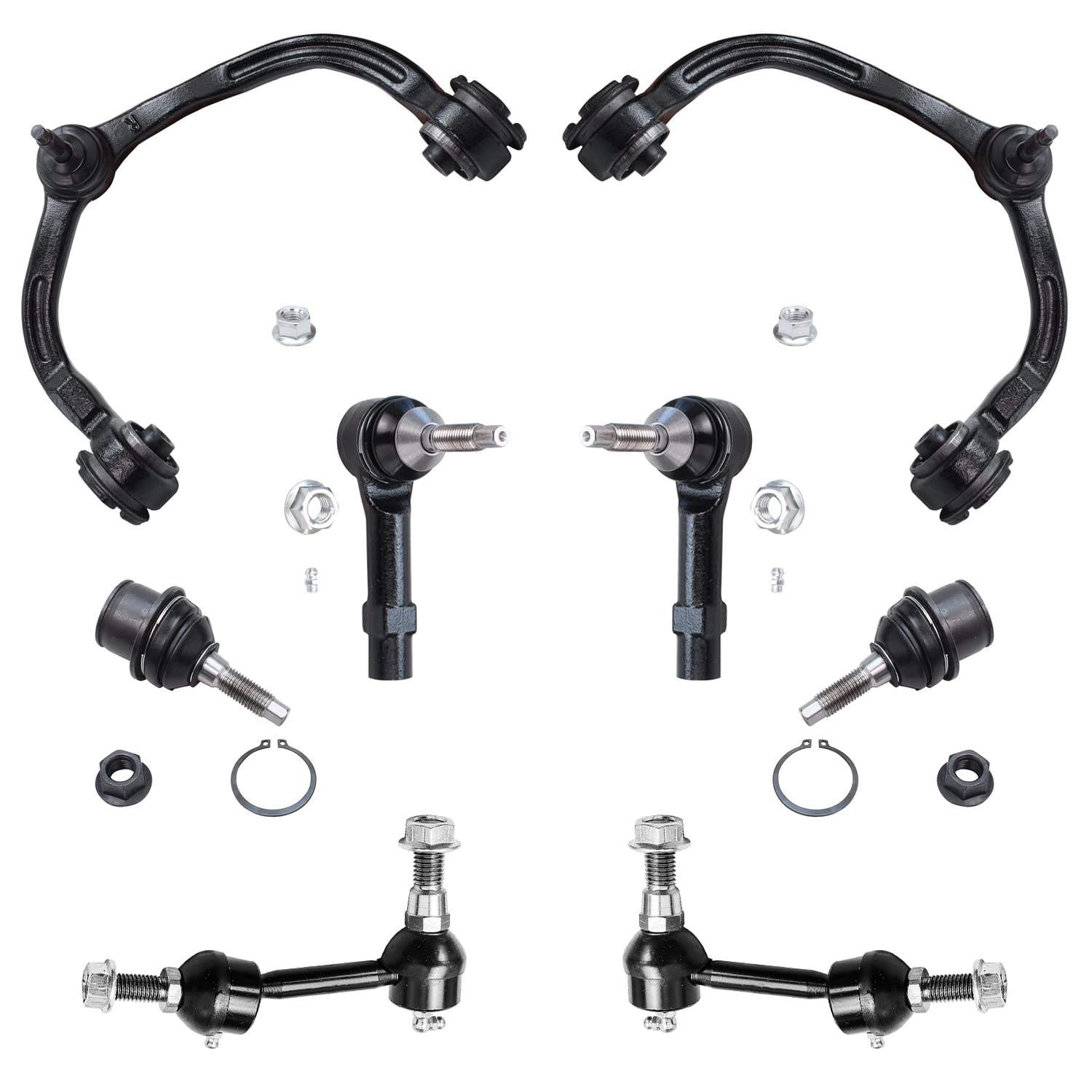 8pc Front Upper Control Arms Ball Joints Outer Tie Rods Suspension Kit
