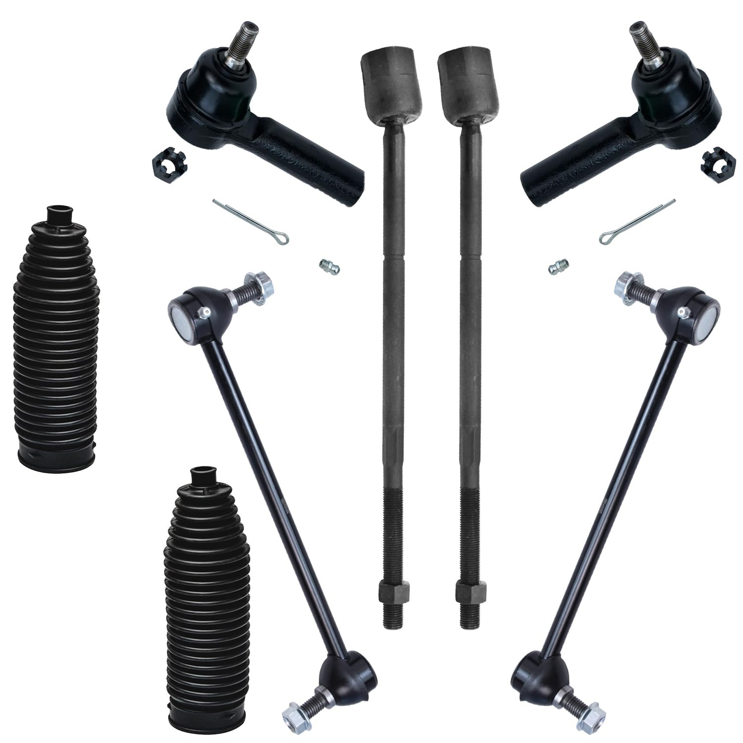 8pc Front Inner Outer Tie Rods Sway Bar Links Suspension Kit