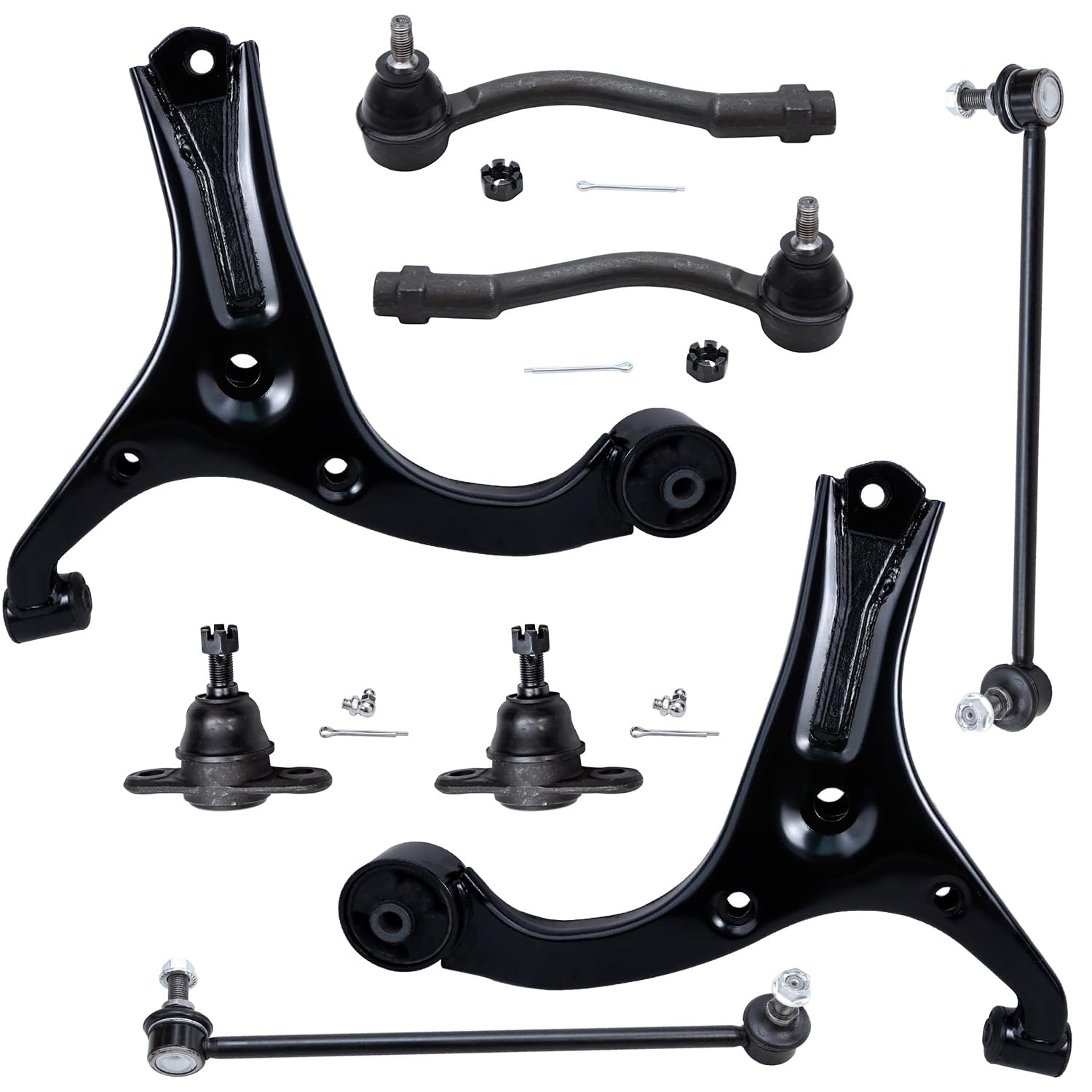 8pc Front Lower Control Arms Ball Joints Outer Tie Rods Suspension Kit