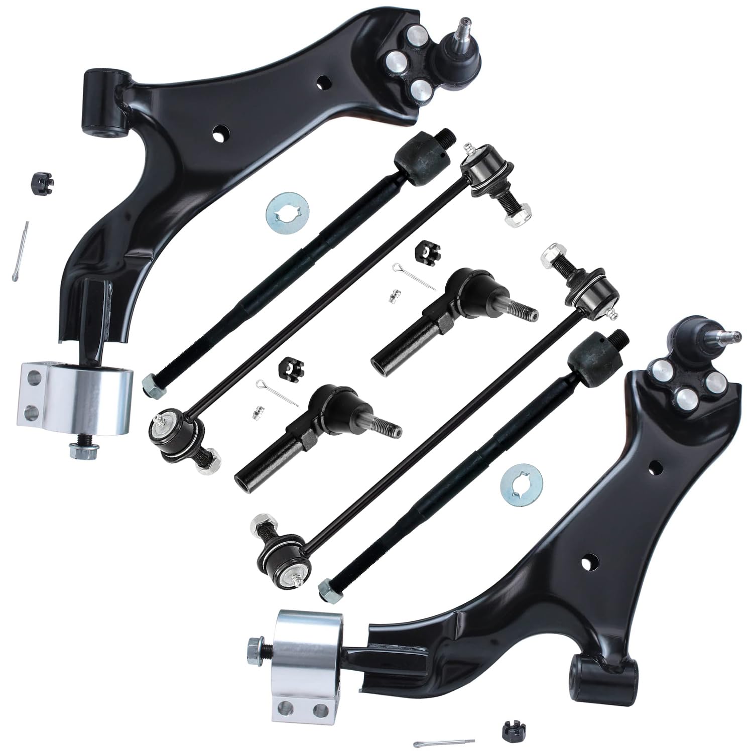 8pc Front Lower Control Arms Sway Bar Links Tie Rods Suspension Kit