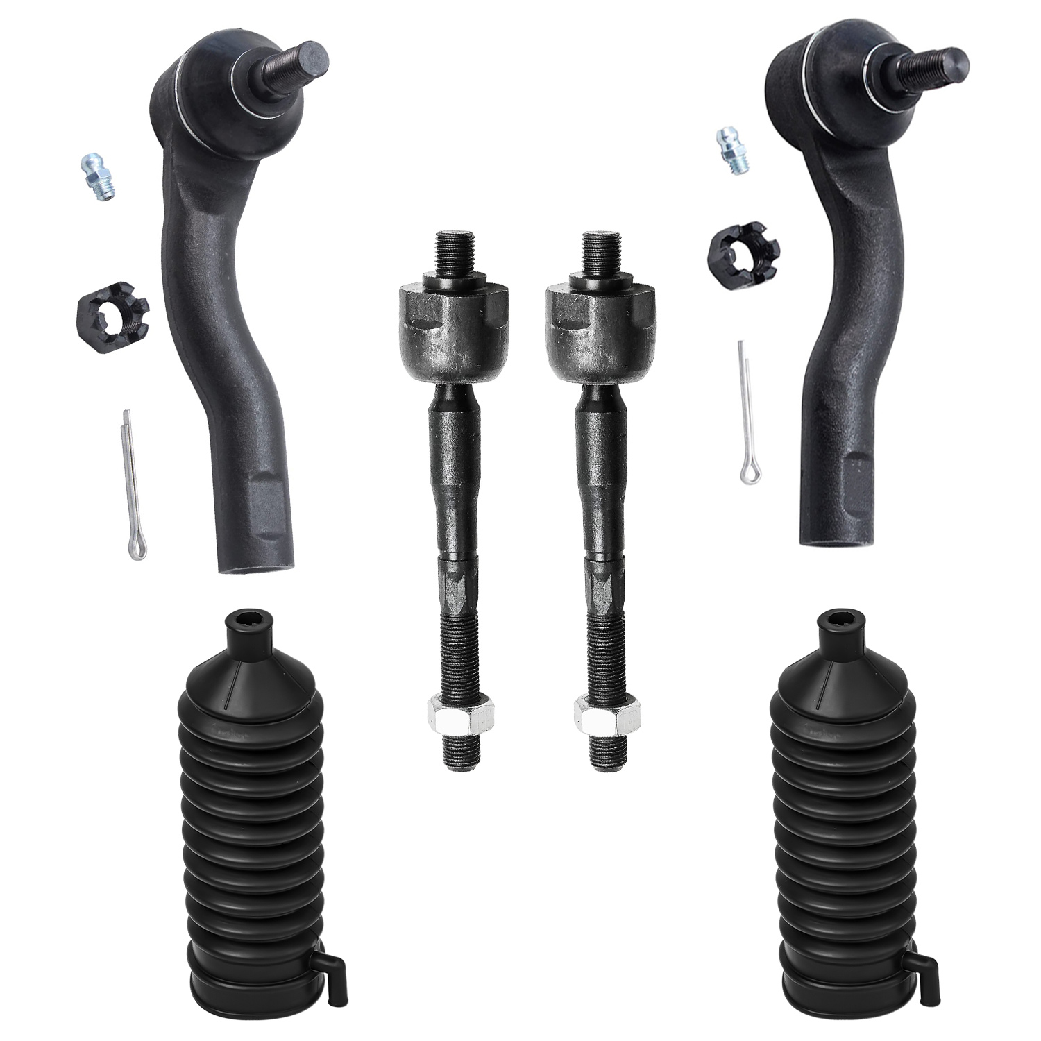 6pc Front Inner Outer Tie Rods Suspension Kit