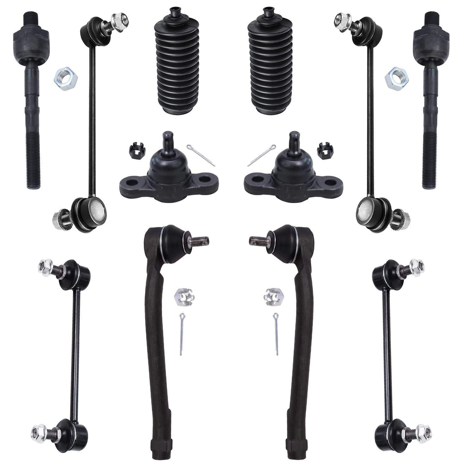 12pc Front Inner Outer Tie Rods Lower Ball Joints Sway Bar Links Suspension Kit