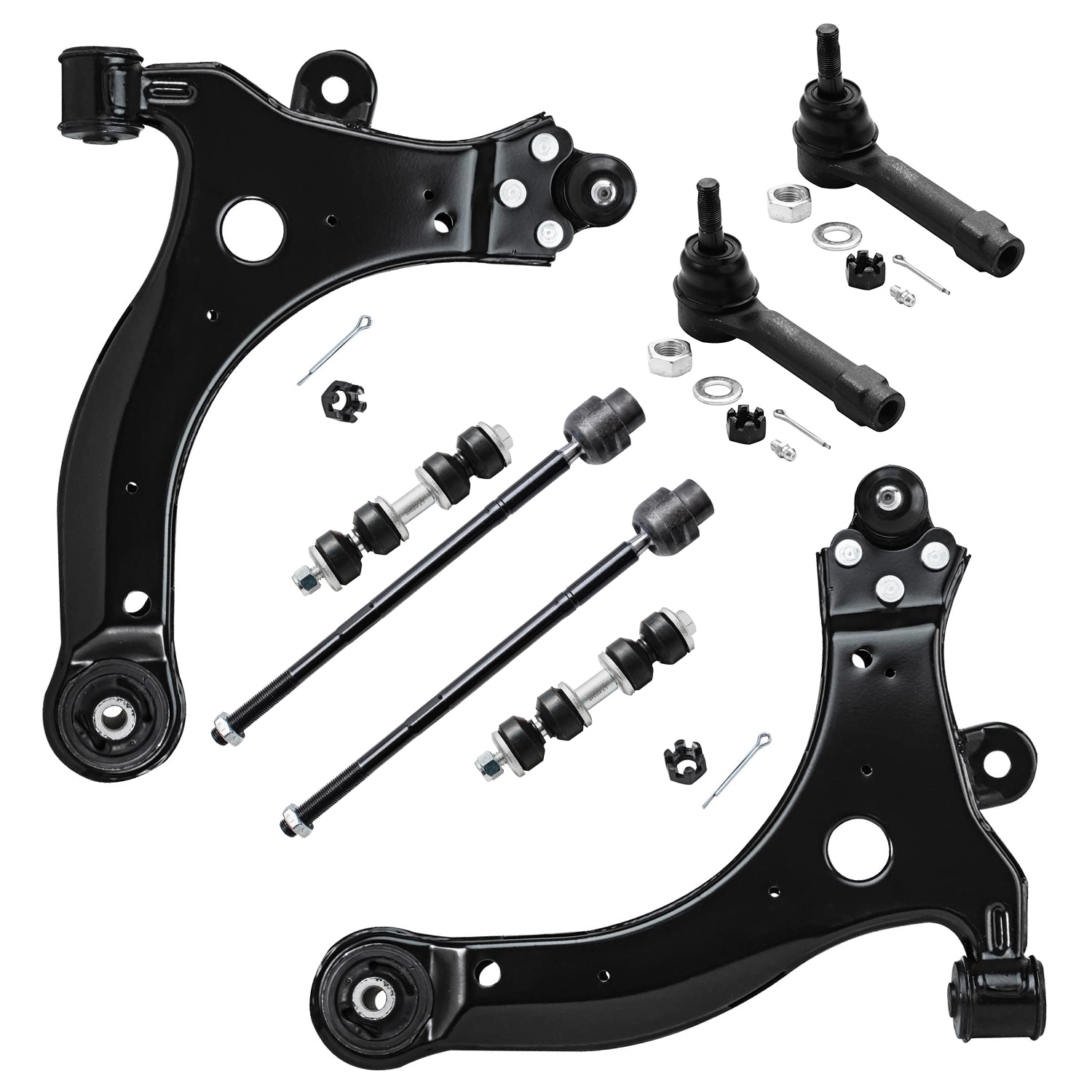 8pc Front Lower Control Arms Tie Rods Sway Bar Links Suspension Kit