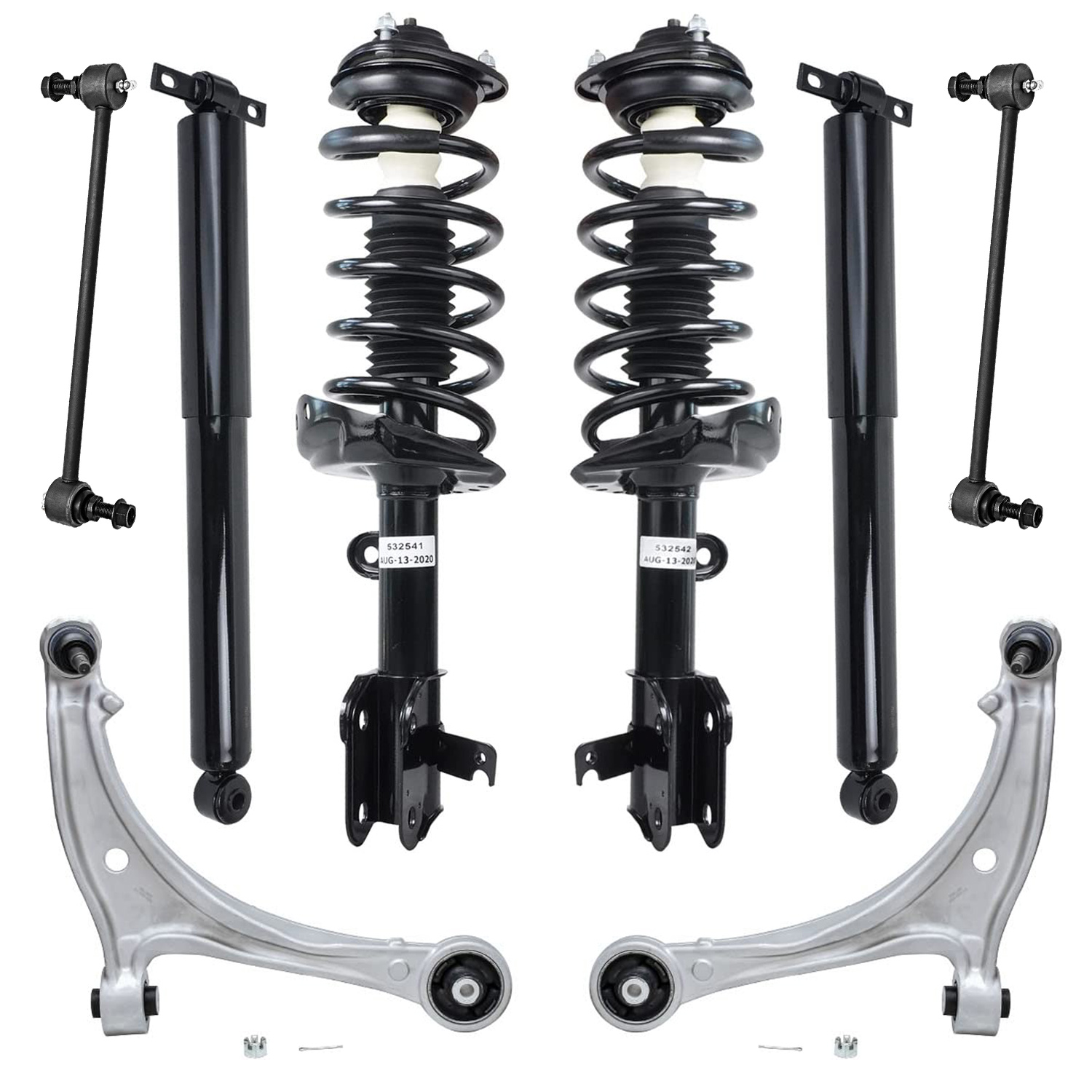 8pc Front Struts Rear Shocks Lower Control Arms Sway Bars Suspension Kit