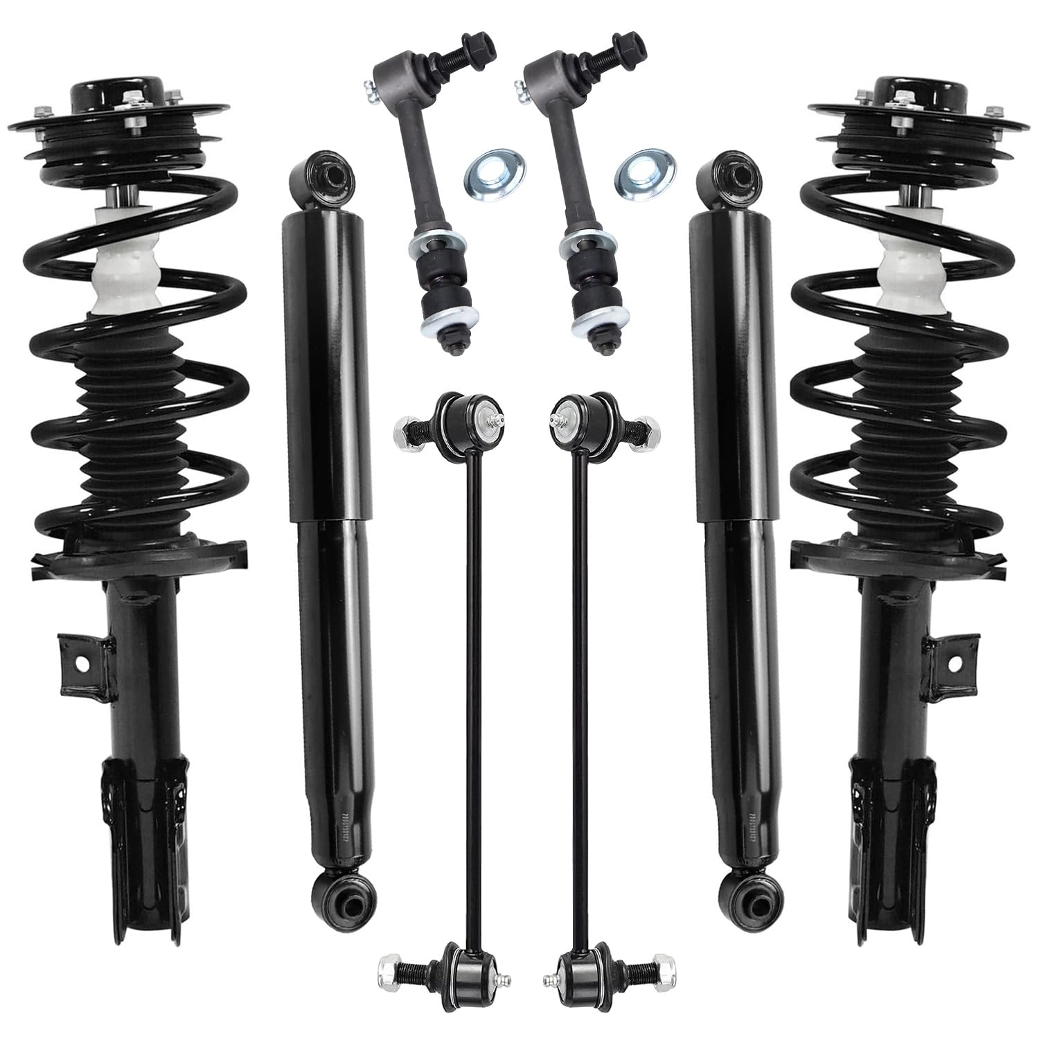 6-Piece Front Struts And Rear Shocks Kit For 2014-2019 Toyota Highlander FWD – Includes Sway Bar Links