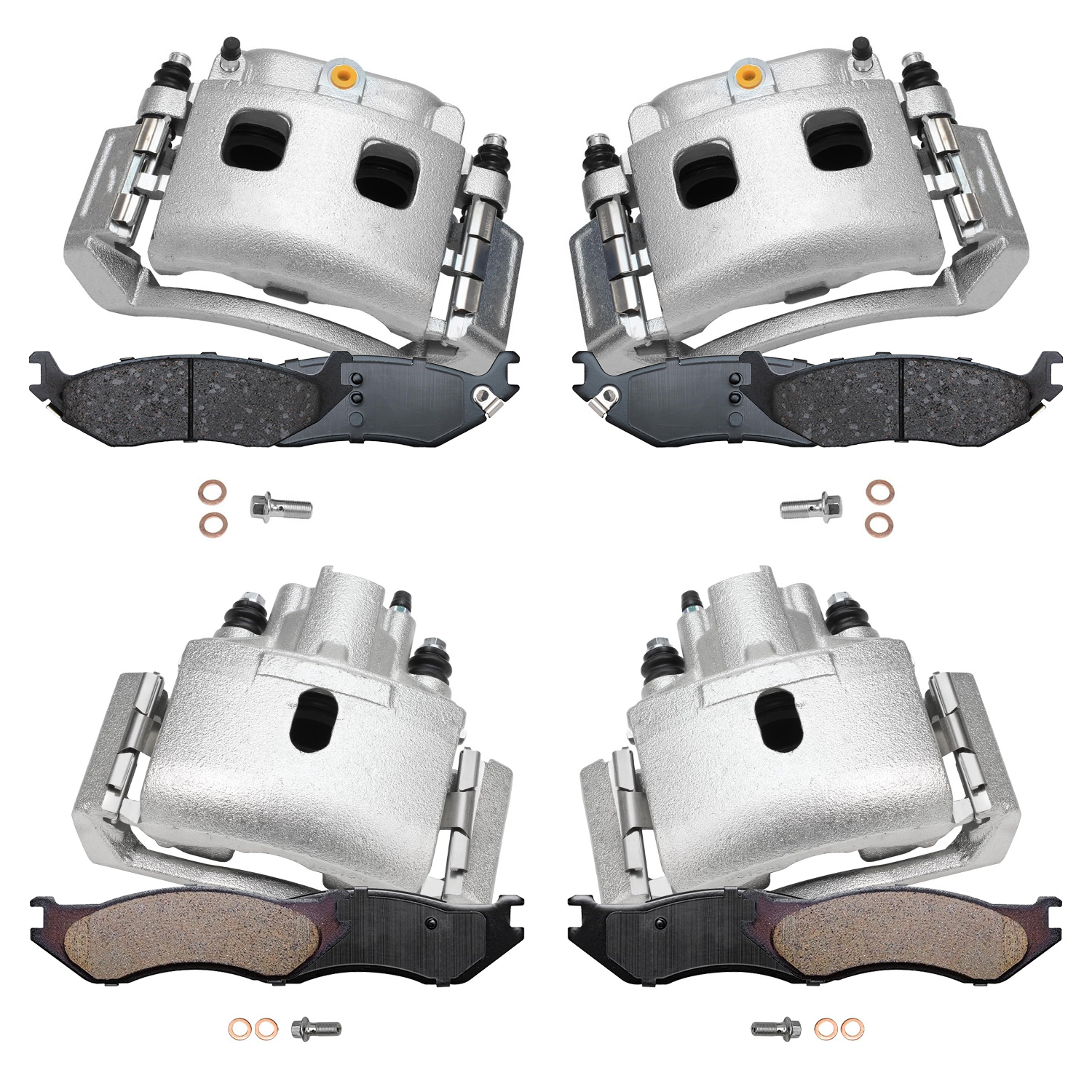 8pc Front & Rear Disc Calipers Ceramic Brake Pads Kit
