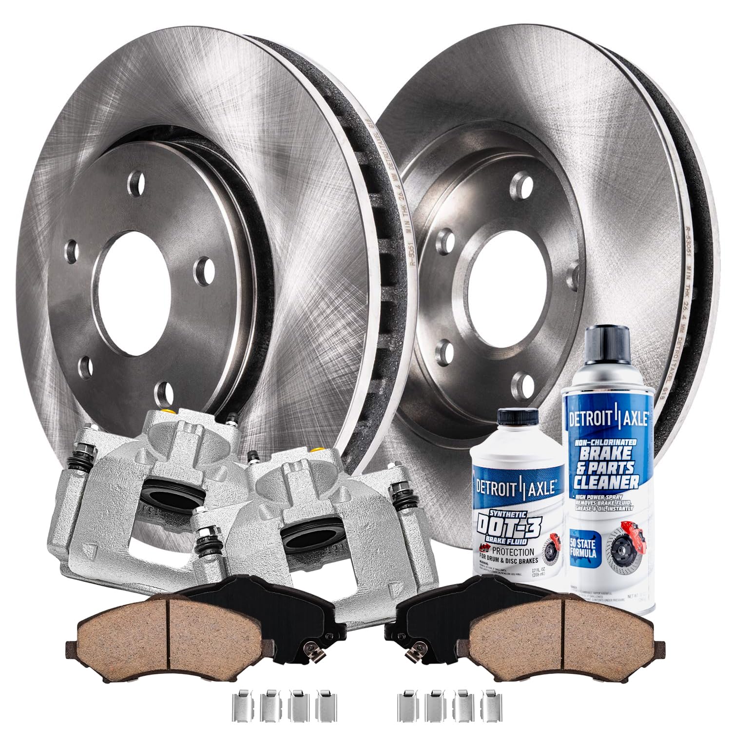 8pc Front Disc Rotors Calipers Ceramic Brake Pads Kit