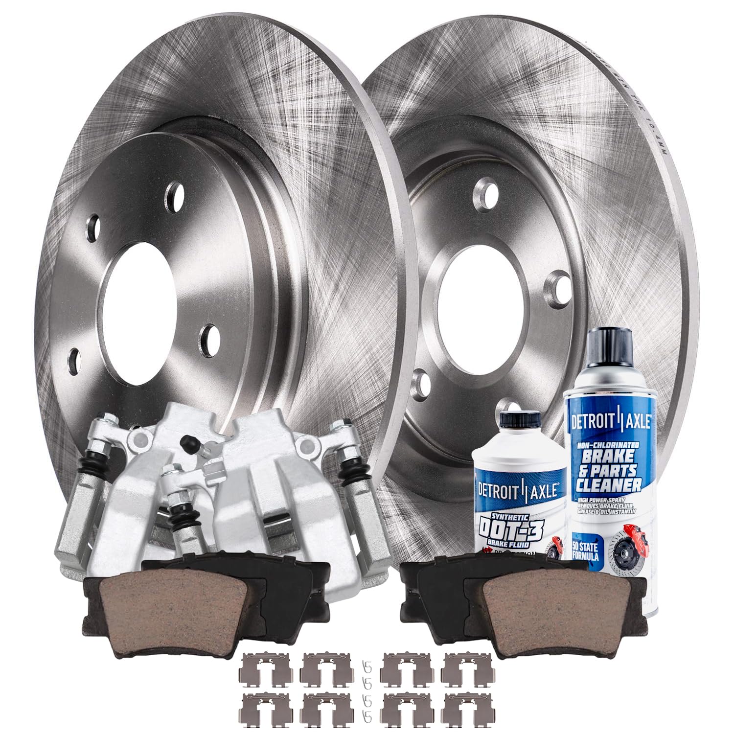 8pc Rear Disc Rotors Calipers Ceramic Brake Pads Kit