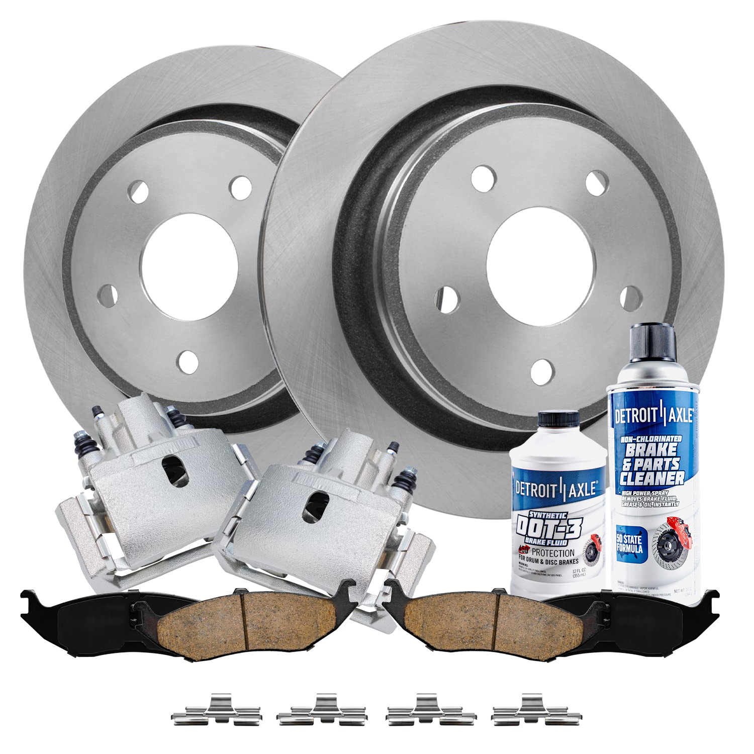 8pc Rear Disc Rotors Calipers Ceramic Brake Pads Kit