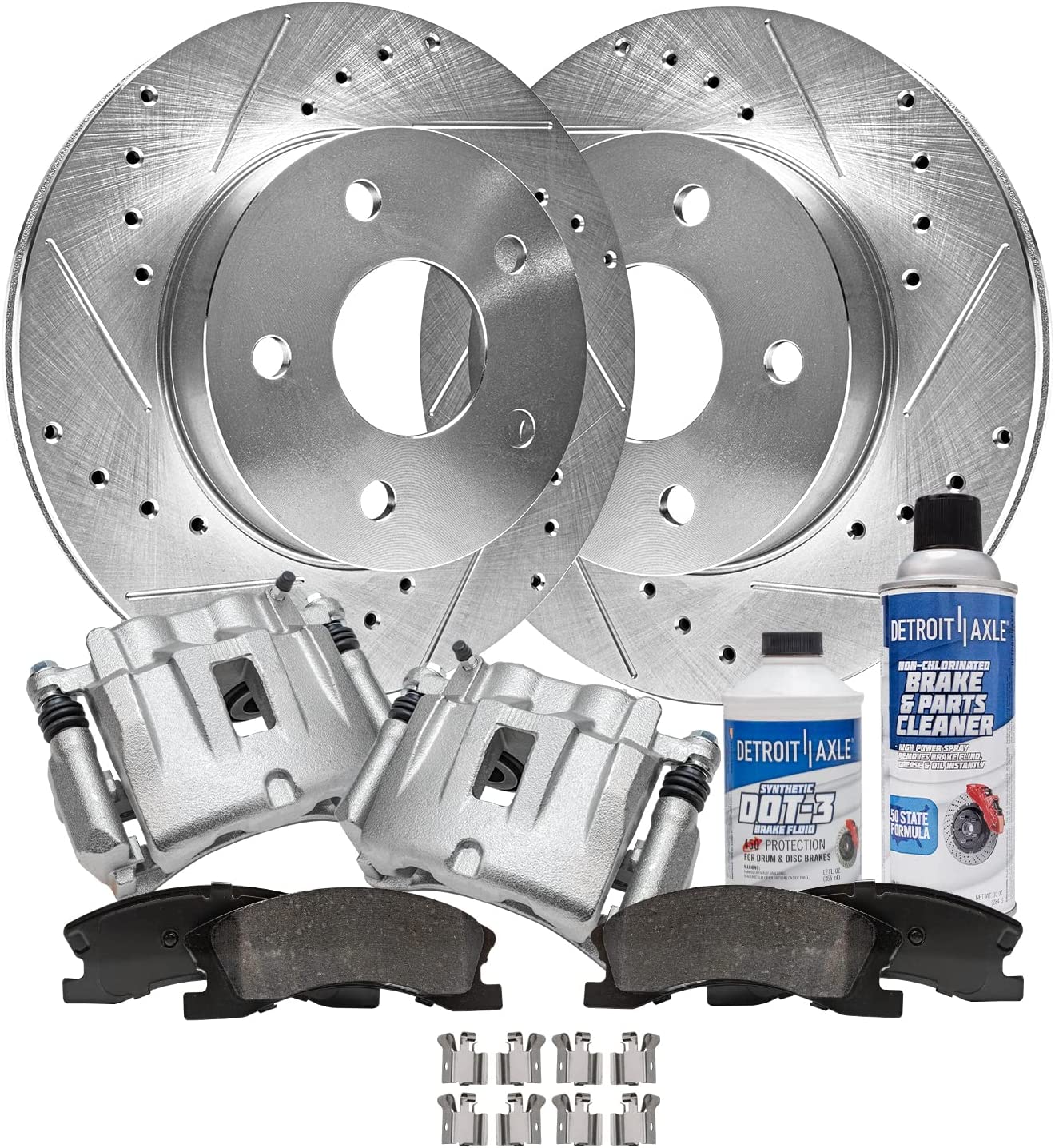 Detroit Axle - Front Drilled Rotors Brake Pads Calipers for Jeep Grand Cherokee — image 4