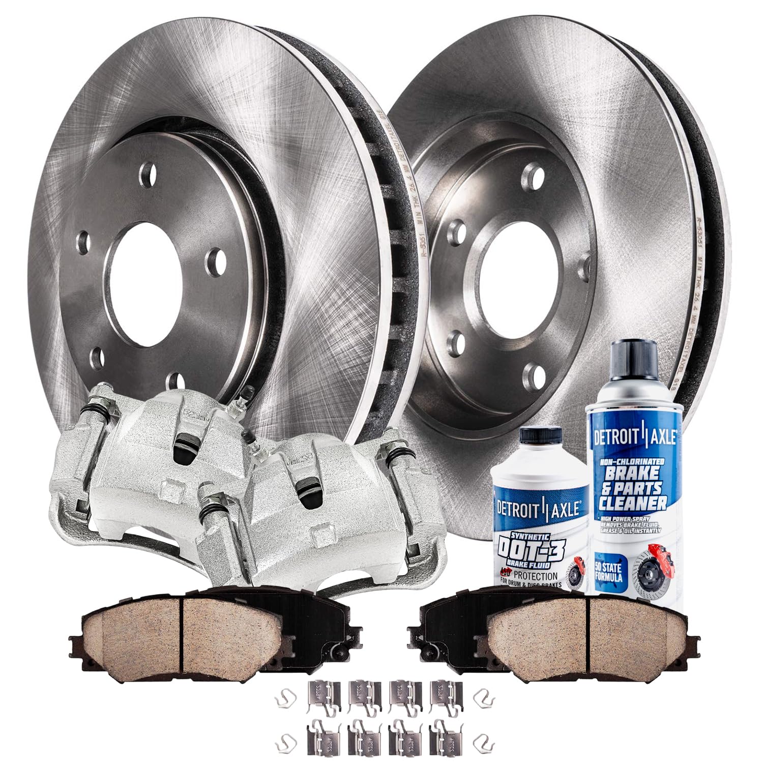 8pc Front Disc Rotors Calipers Ceramic Brake Pads Kit