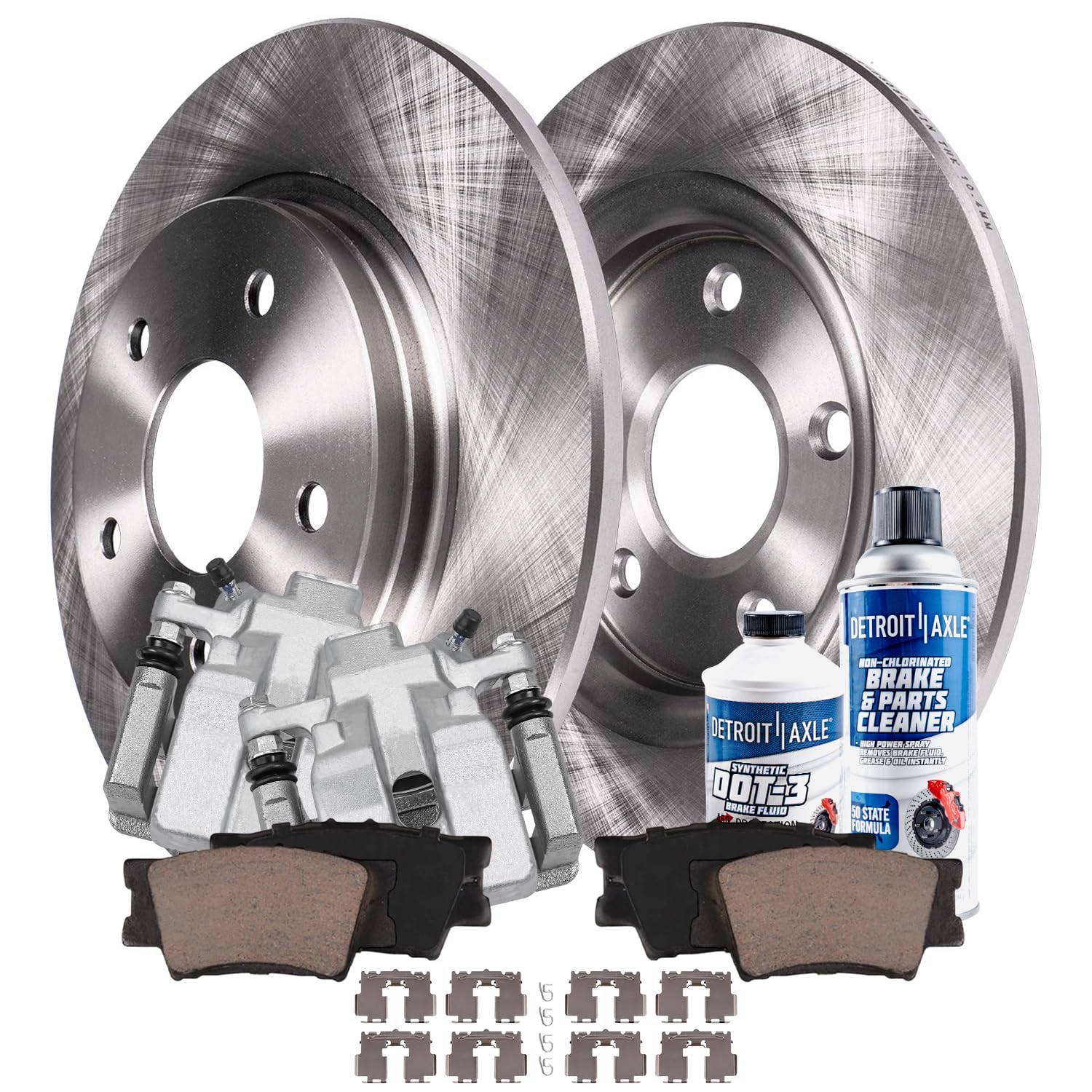 8pc Rear Disc Rotors Calipers Ceramic Brake Pads Kit