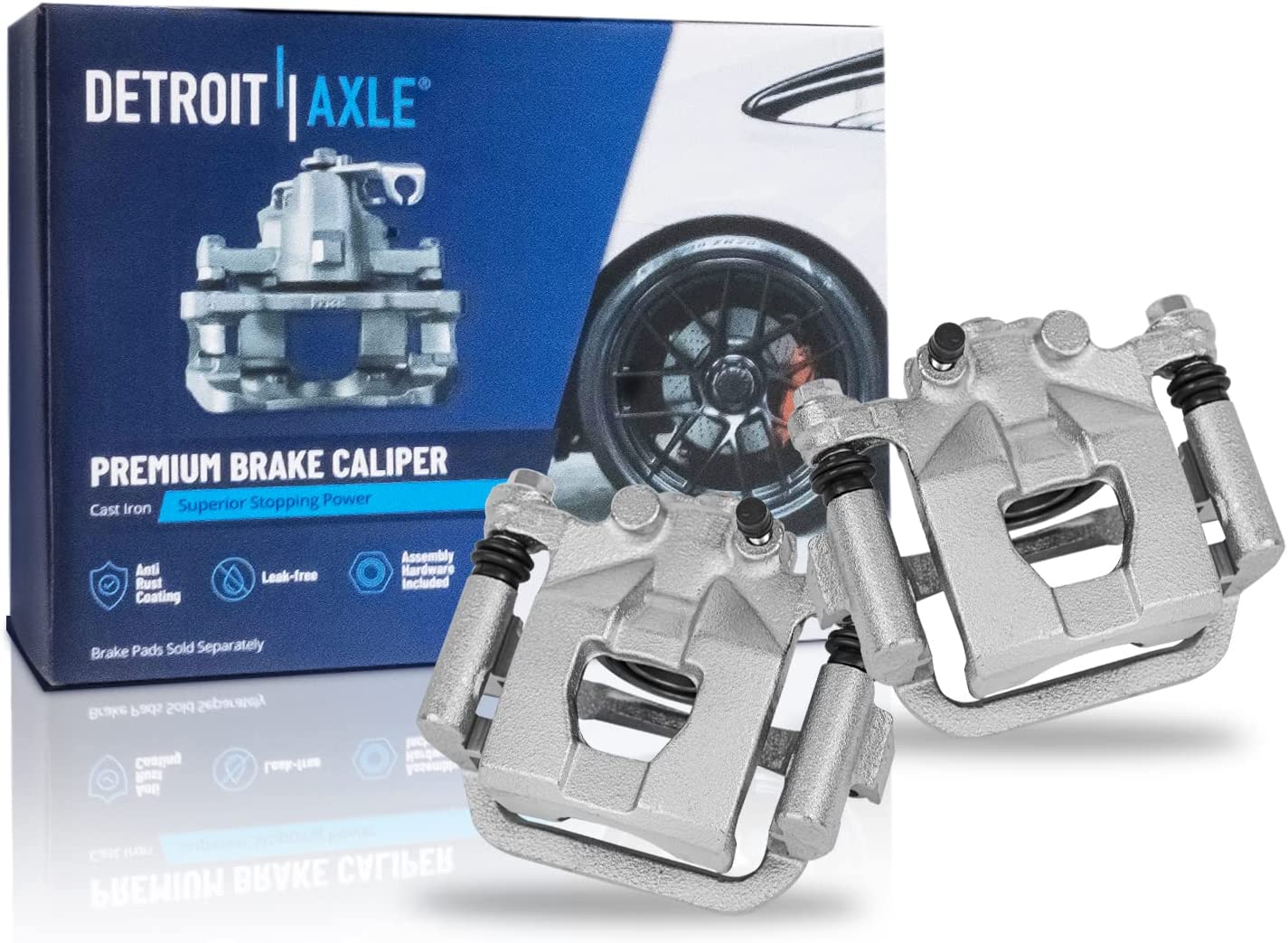 Detroit Axle - Rear Drilled Rotors Brake Pads Calipers for Silverado Sierra 1500 — image 6