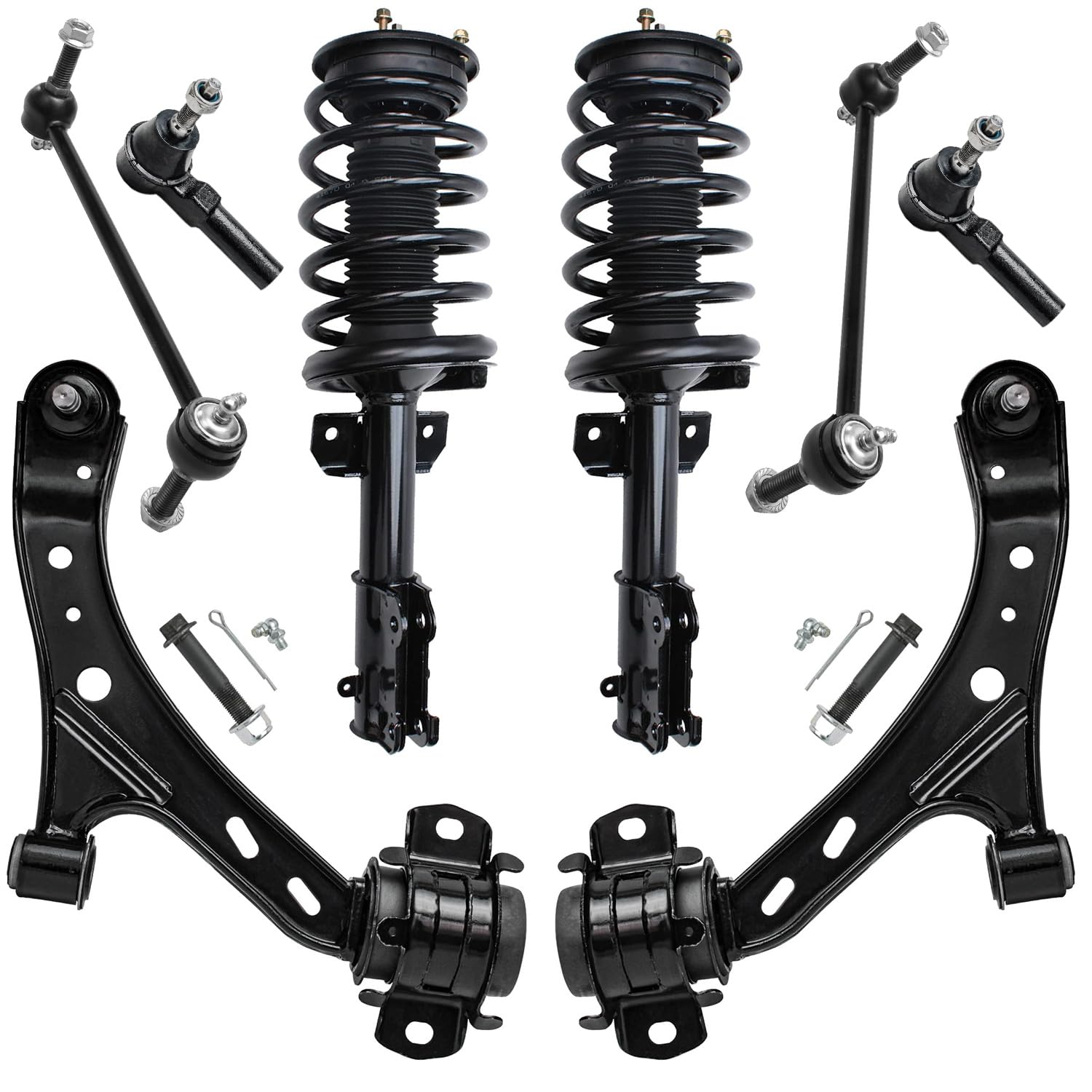 8pc Front Struts Control Arms Tie Rods Sway Bar Links Suspension Kit