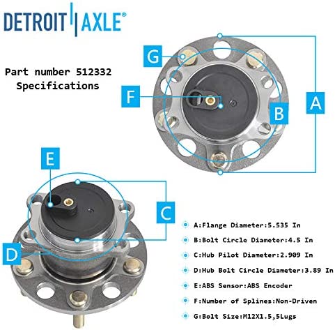 Detroit Axle - Rear Struts Wheel Hub Bearings for Dodge Caliber Jeep Patriot FWD — image 11