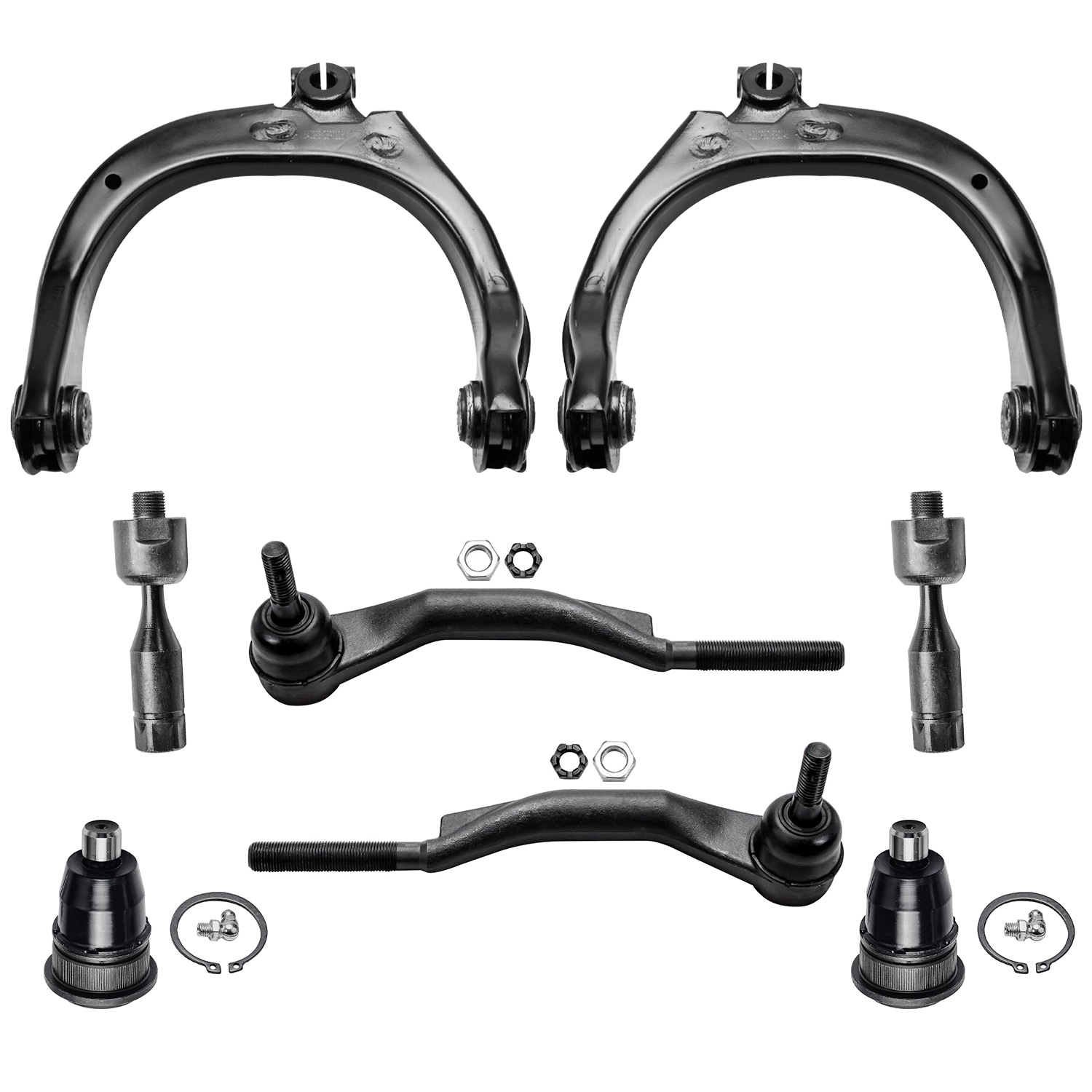 8pc Front Upper Control Arms Ball Joints Tie Rods Suspension Kit