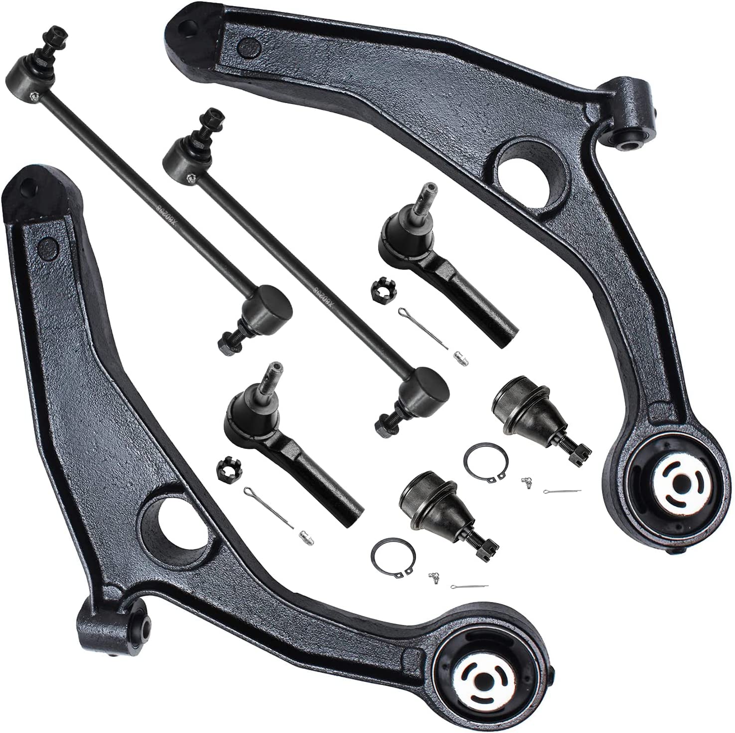 8pc Front Lower Control Arms Ball Joints Tie Rods Sway Bar Links Suspension Kit