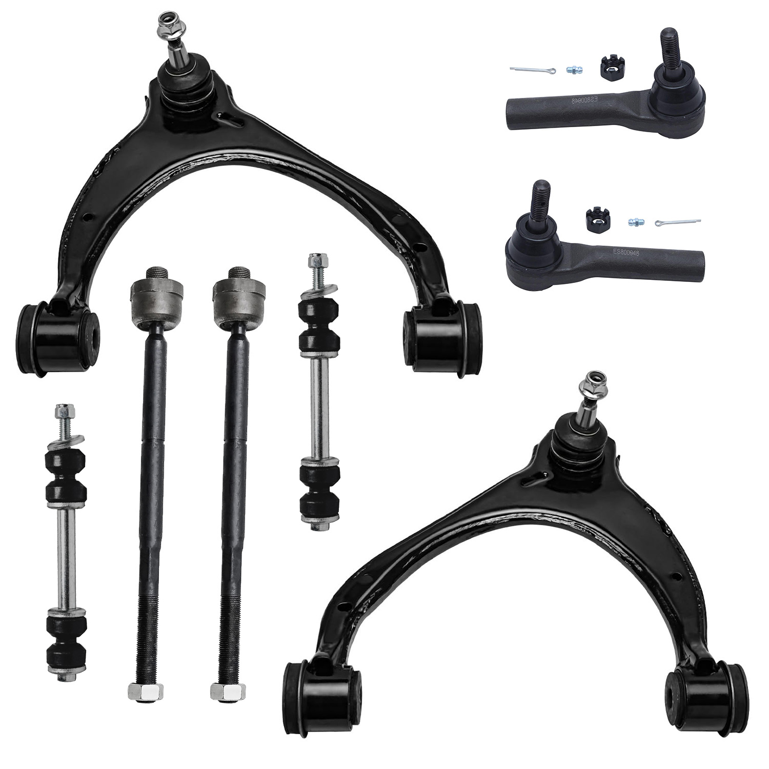 8pc Front Upper Control Arms Tie Rods Sway Bar Links Suspension Kit