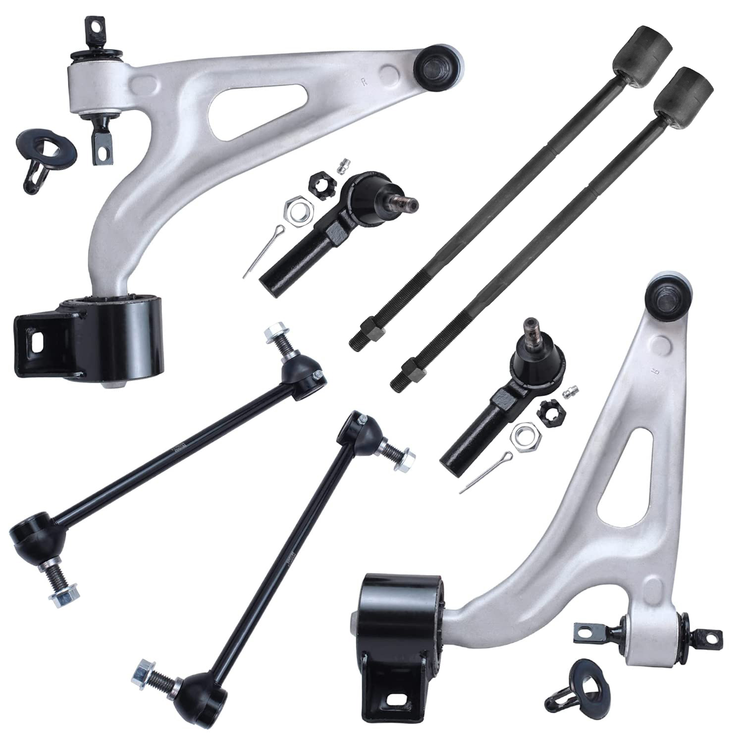 8pc Front Lower Control Arms Tie Rods Sway Bar Links Suspension Kit