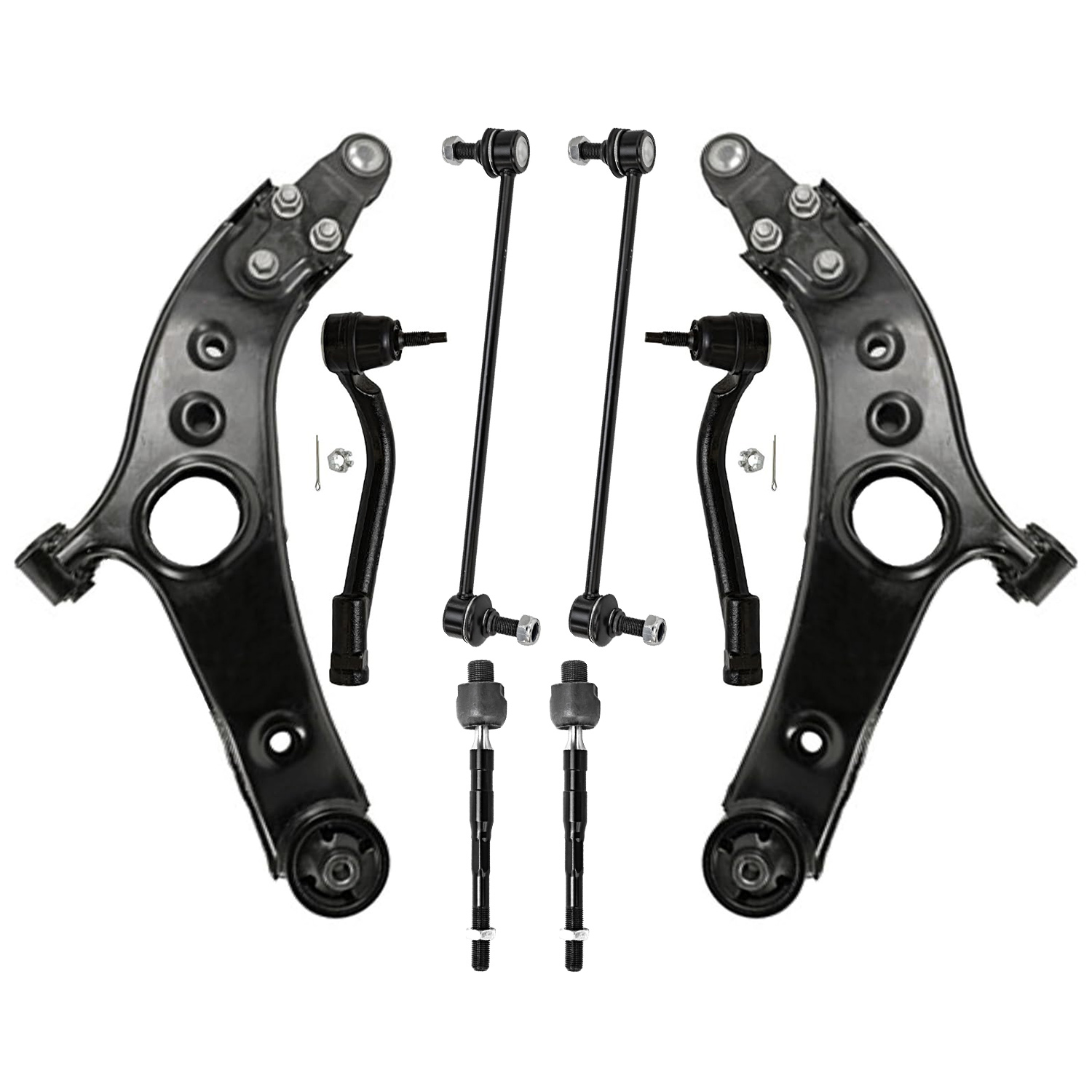 8pc Front Lower Control Arms Tie Rods Sway Bar Links Suspension Kit