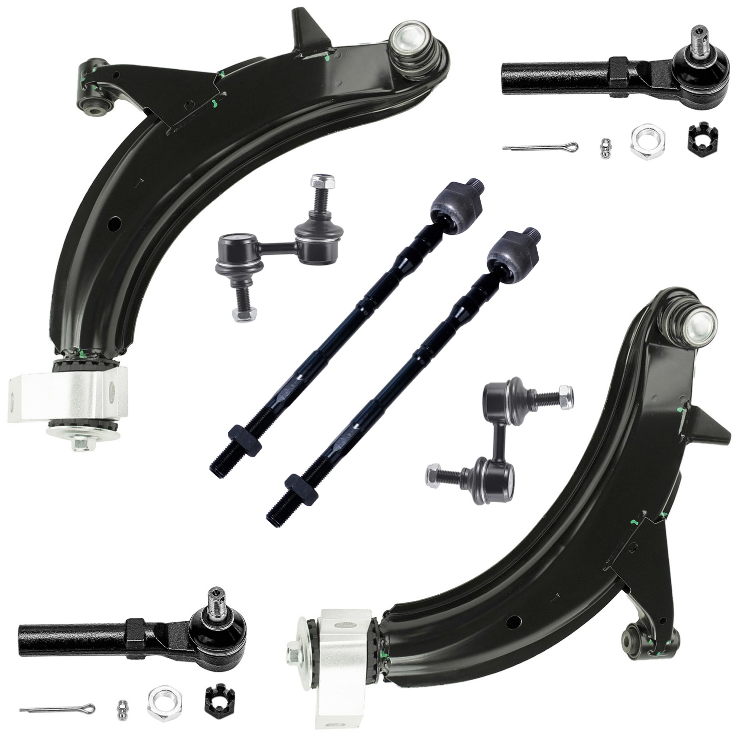 8pc Front Lower Control Arms Tie Rods Sway Bar Links Suspension Kit
