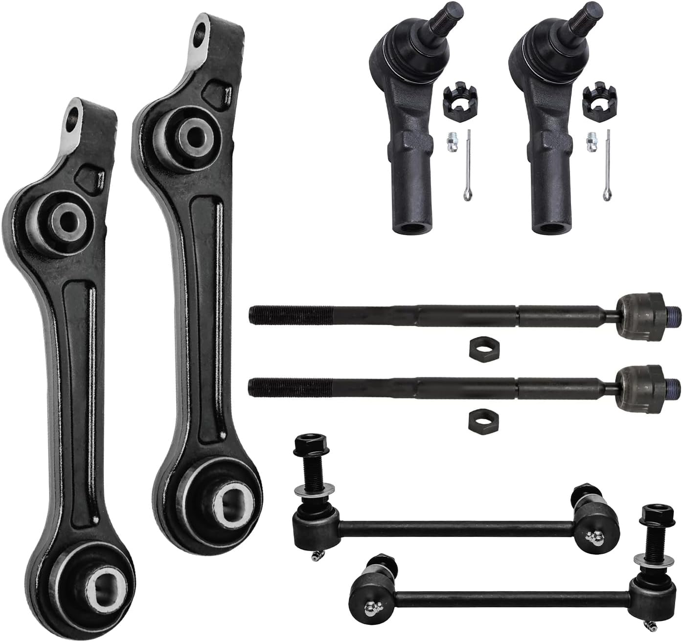 8pc Front Lower Rearward Control Arms Tie Rods Sway Bar Links Suspension Kit
