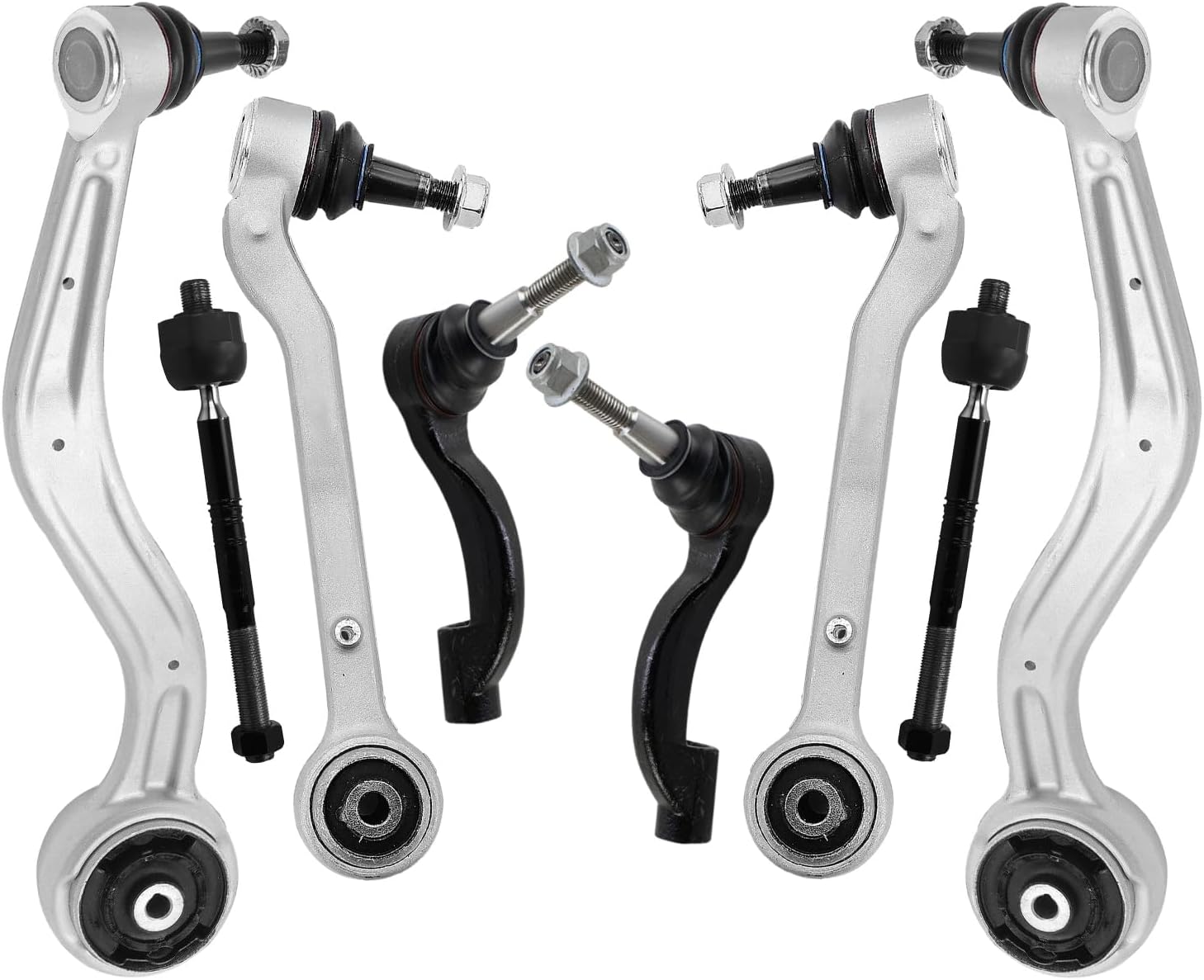 8pc Front Lower Forward Rearward Control Arms Tie Rods Suspension Kit