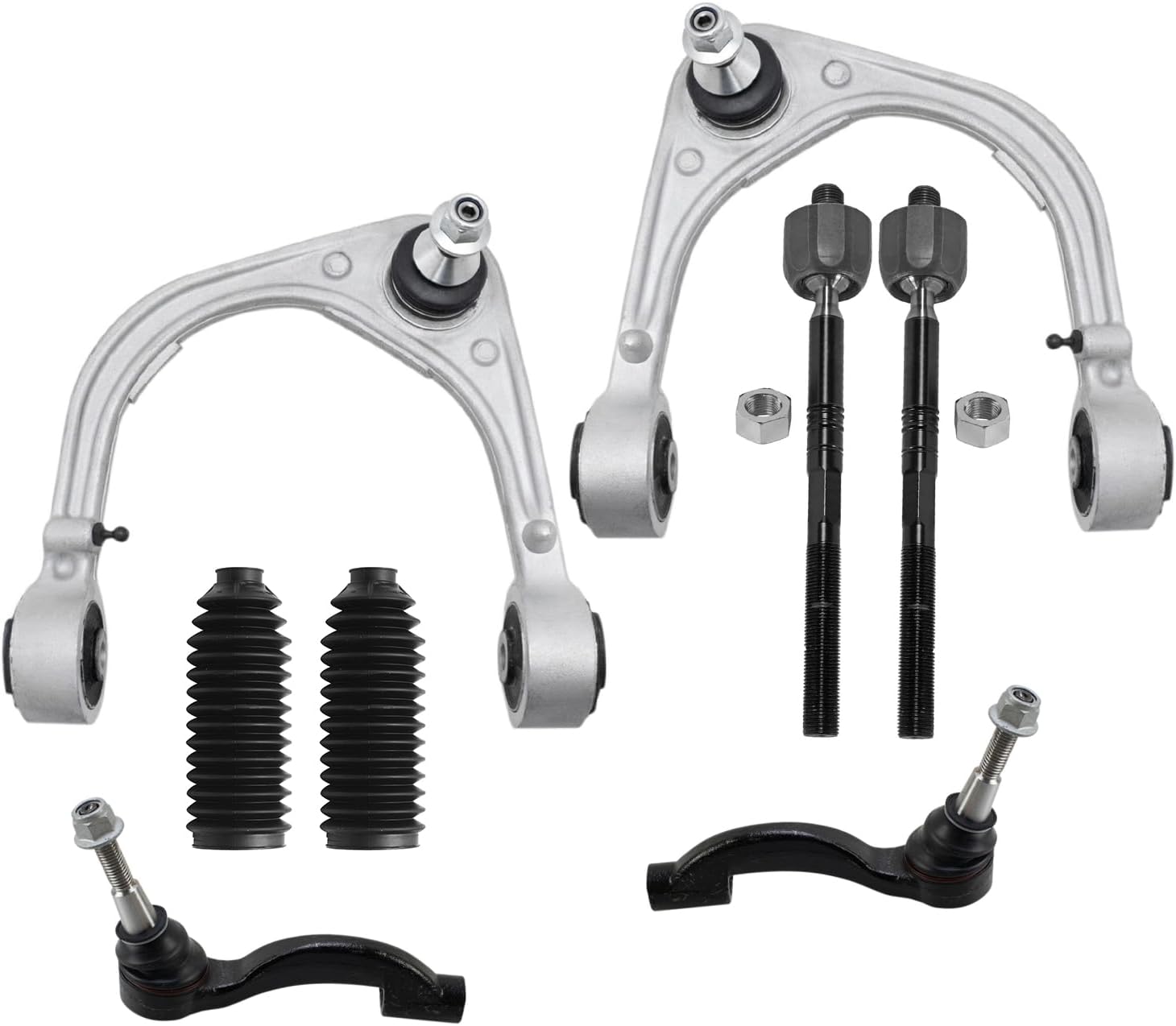 8pc Front Upper Control Arms Inner Outer Tie Rods Suspension Kit
