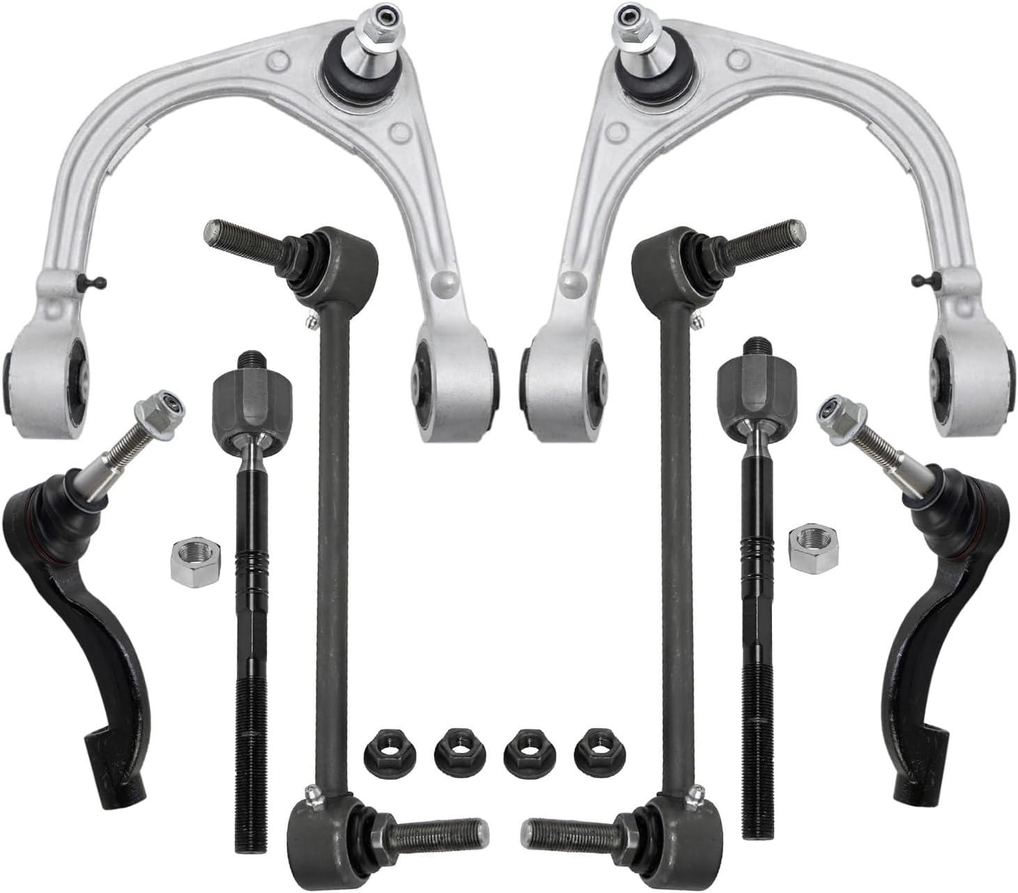 8pc Front Upper Control Arms Sway Bar Links Tie Rods Suspension Kit
