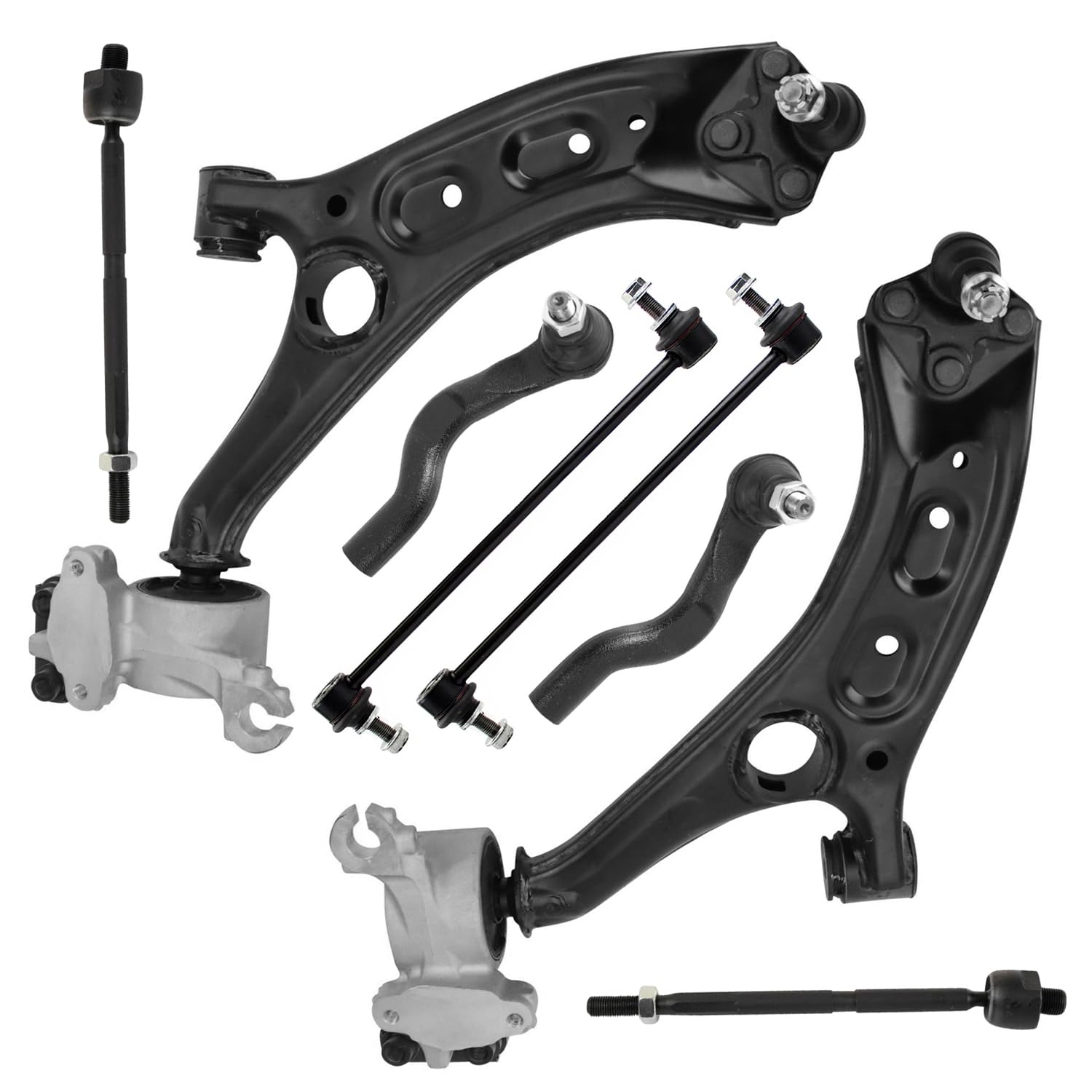 8pc Front Lower Control Arms Sway Bar Links Tie Rods Suspension Kit